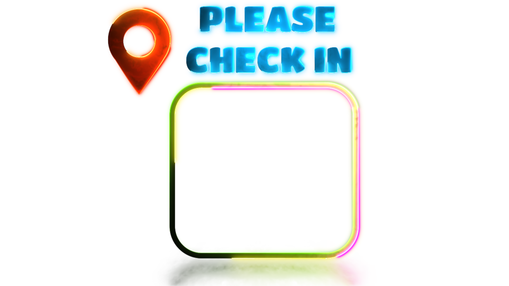 Looping neon glow effect Place check-in frame png