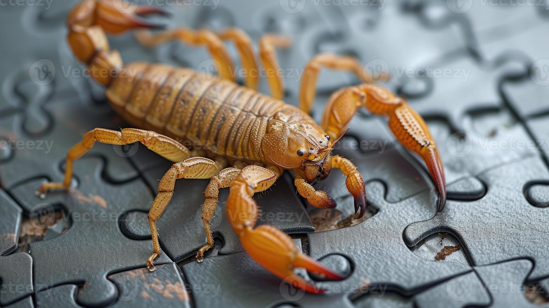 AI generated scorpion enjoying a jigsaw puzzle, Ai Generated. photo