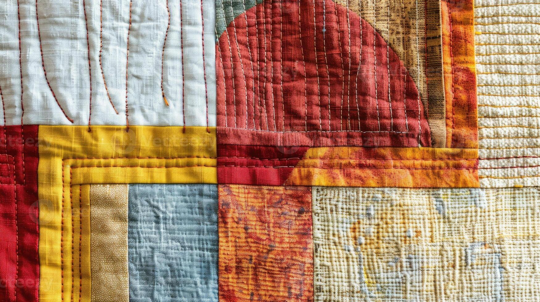 AI generated Contemporary quilted wall hanging featuring an abstract pattern. Ai Generated photo