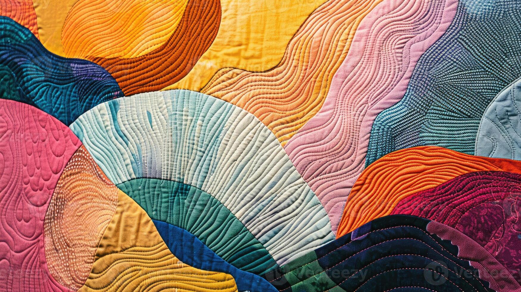 AI generated Contemporary quilted wall hanging featuring an abstract pattern. Ai Generated photo
