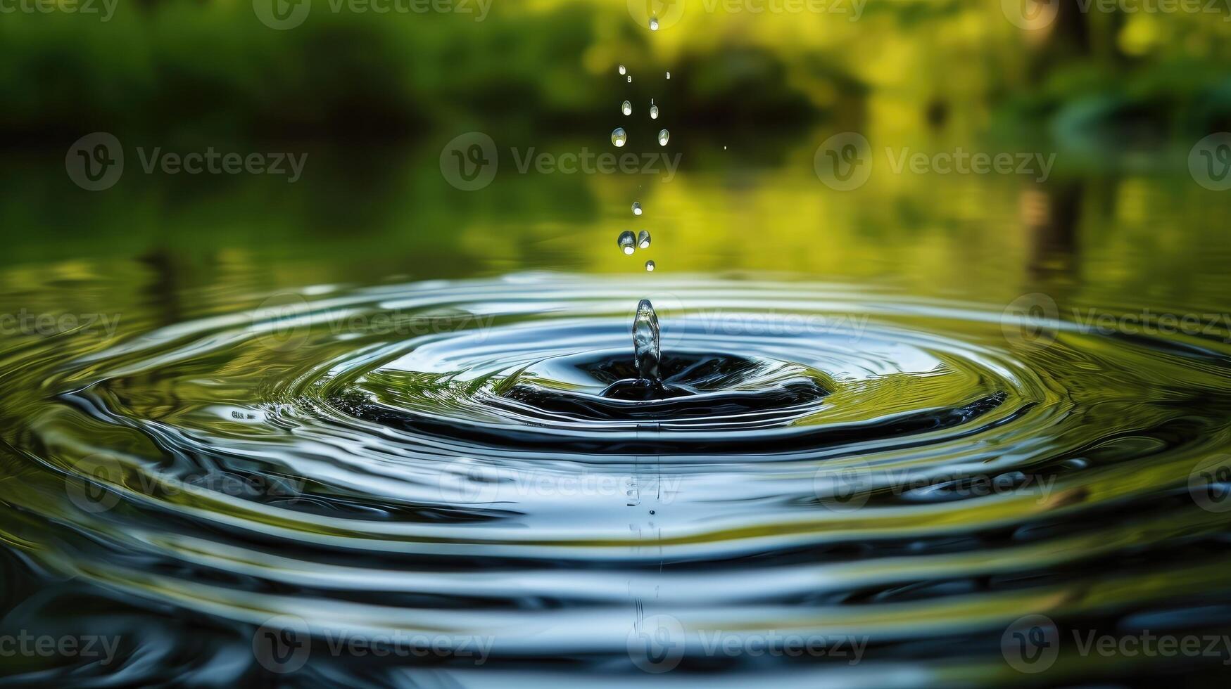 ai generado amable agua ondas crear un fascinante danza en el estanque superficie. serenidad en movimiento. ai generado foto