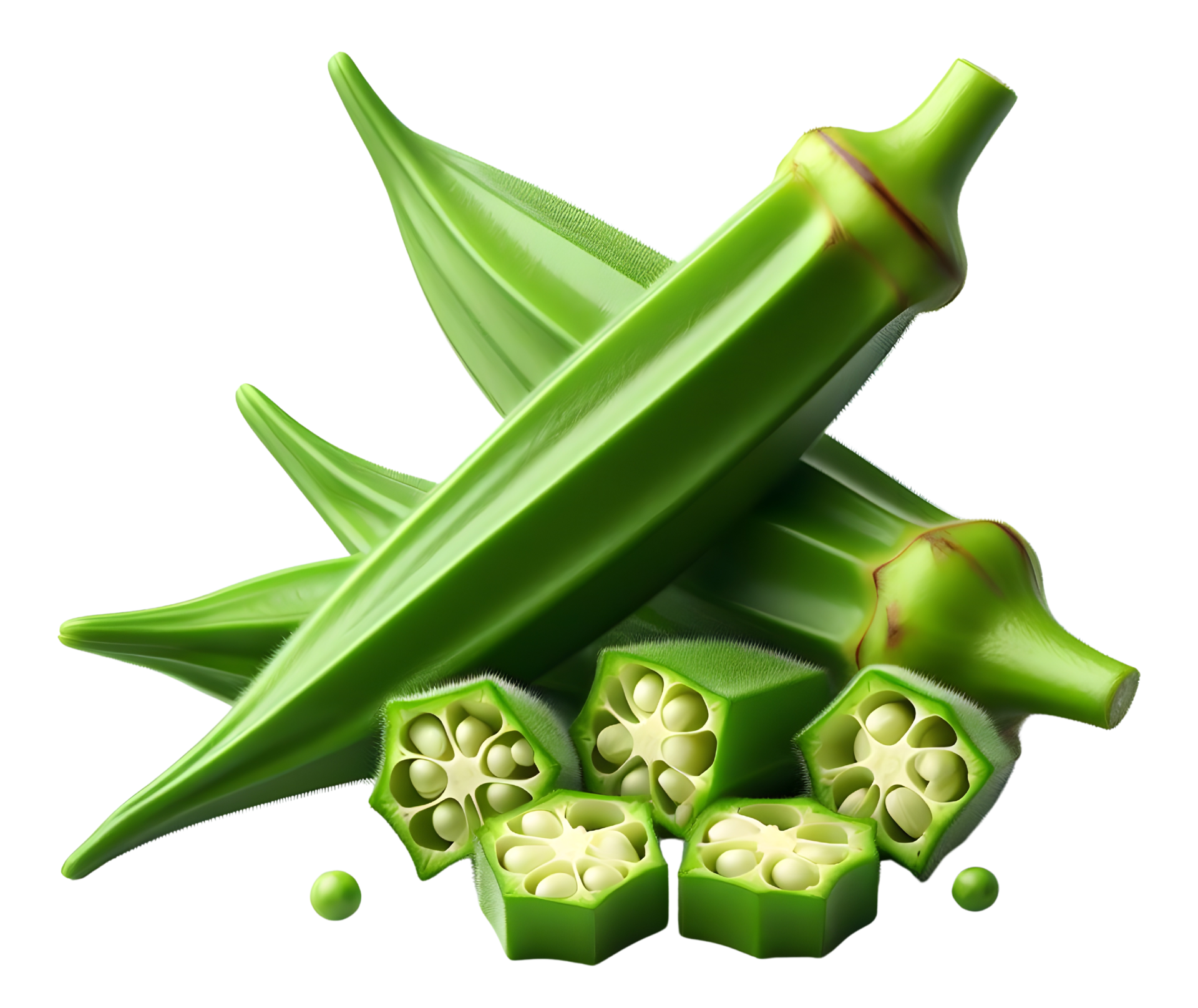 AI generated Okra png fresh okra png green okra png green roselle png