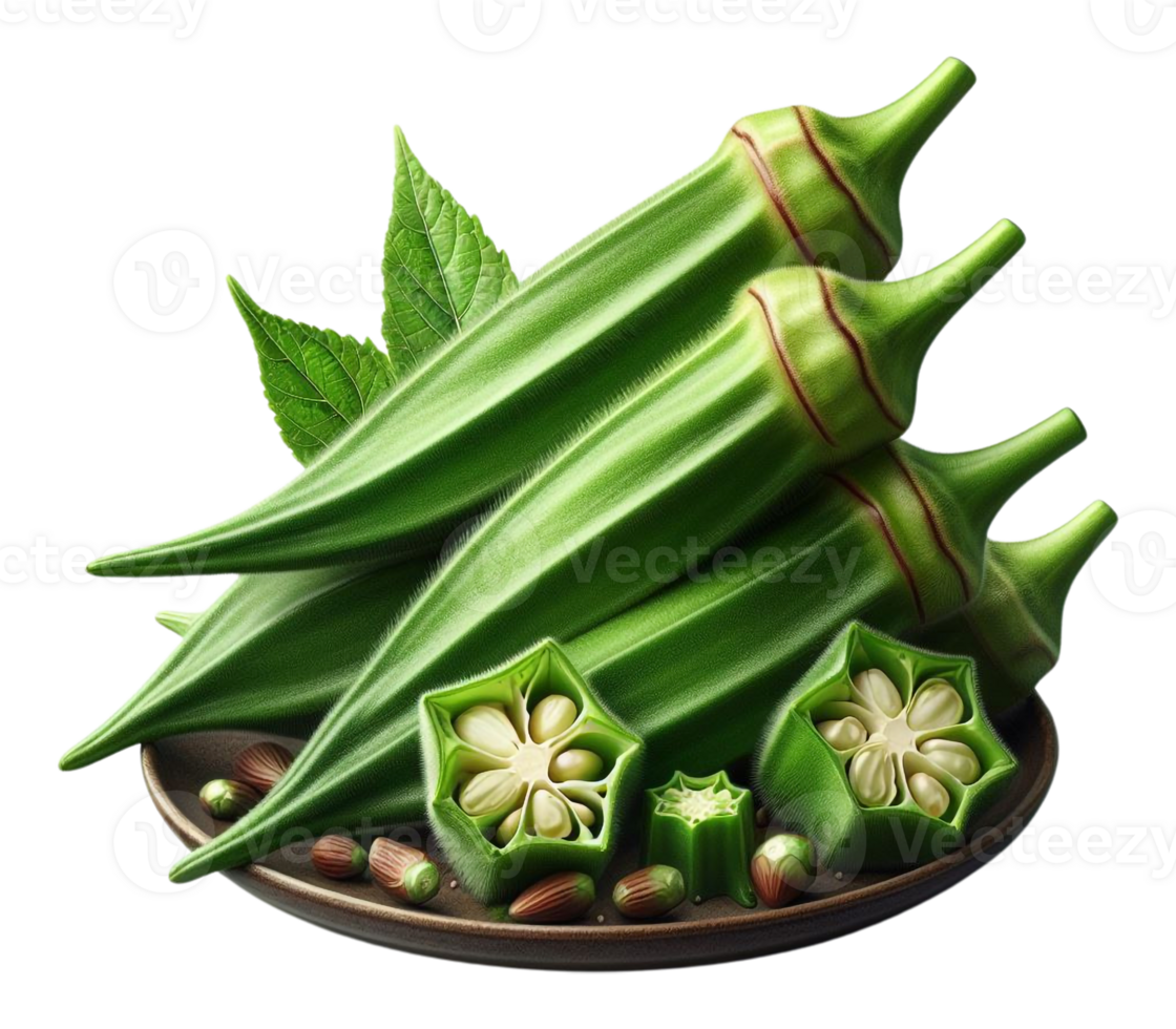 AI generated Okra png fresh okra png green okra png green roselle png lady's fingers png lady's finger png okra transparent background