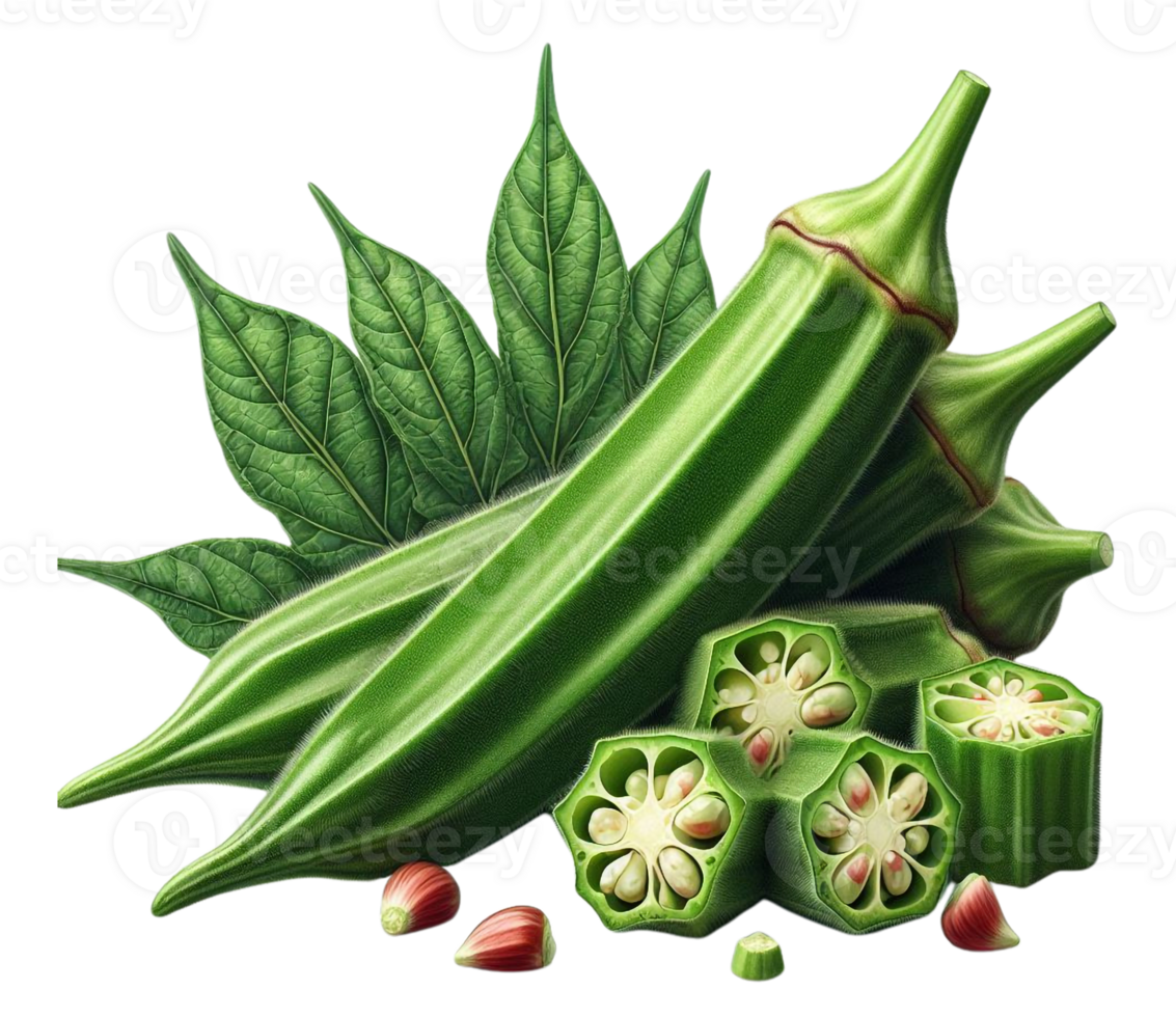 AI generated Okra png fresh okra png green okra png green roselle png lady's fingers png lady's finger png okra transparent background