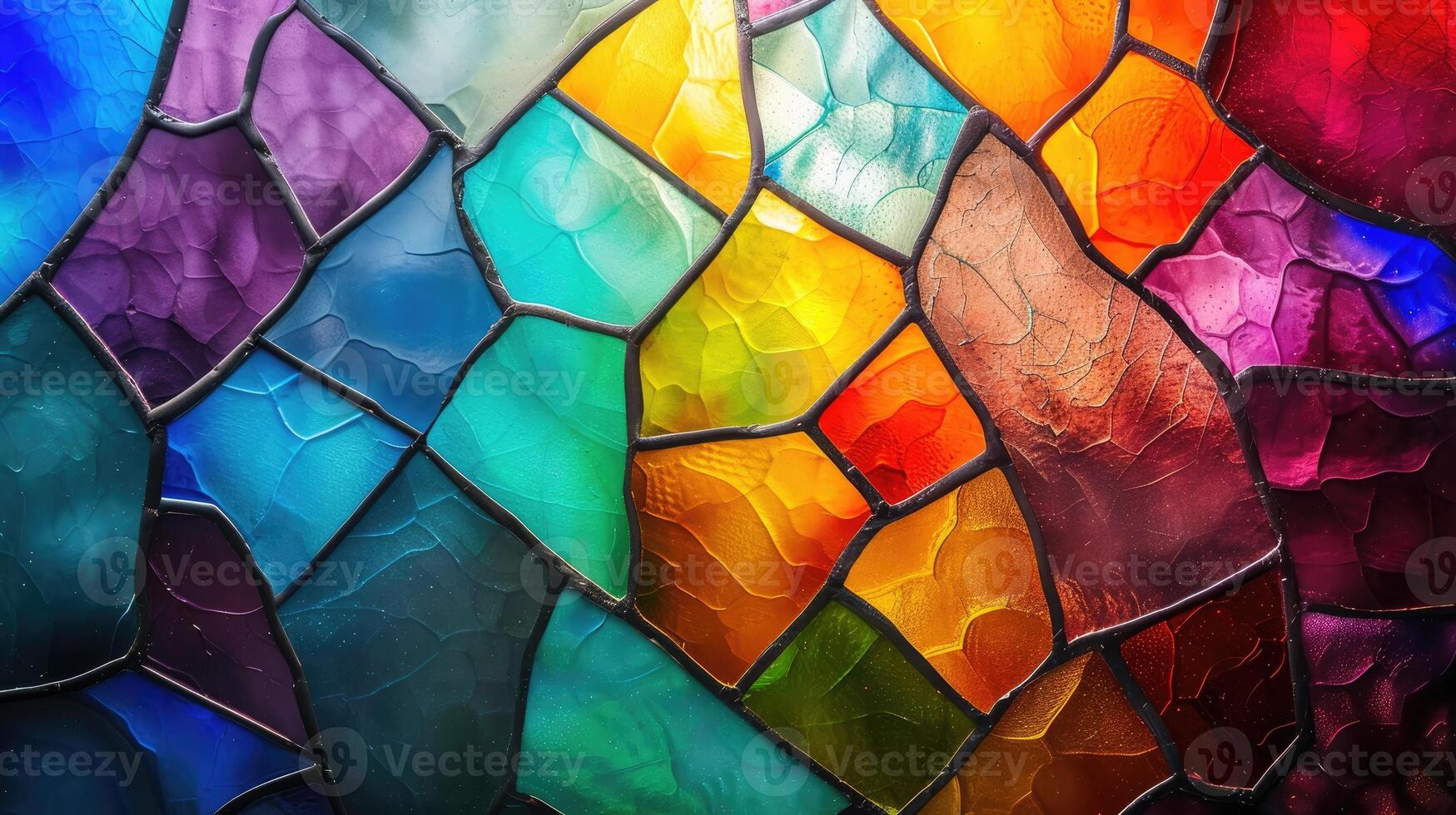 AI generated A vibrant background mimicking the beauty of colorful stained glass windows. Ai Generated photo