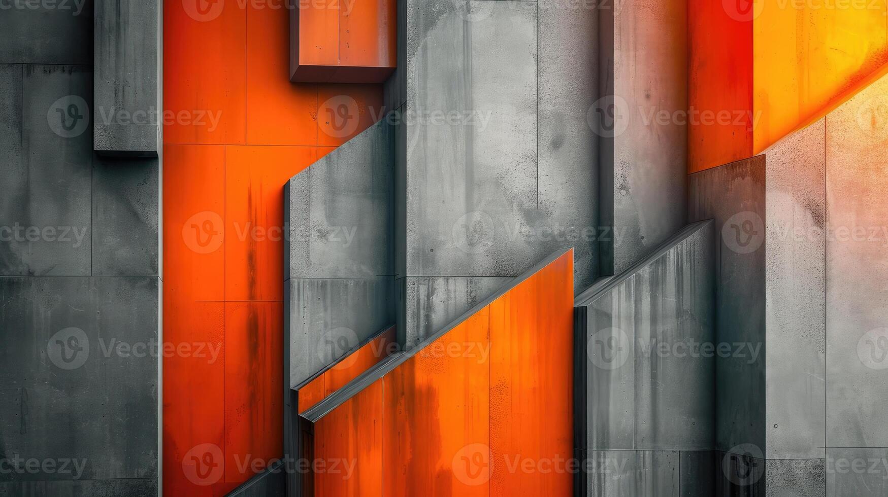 AI generated Vertical abstract background featuring orange and grey geometric textures. Modern elegance unfolds, Ai Generated. photo