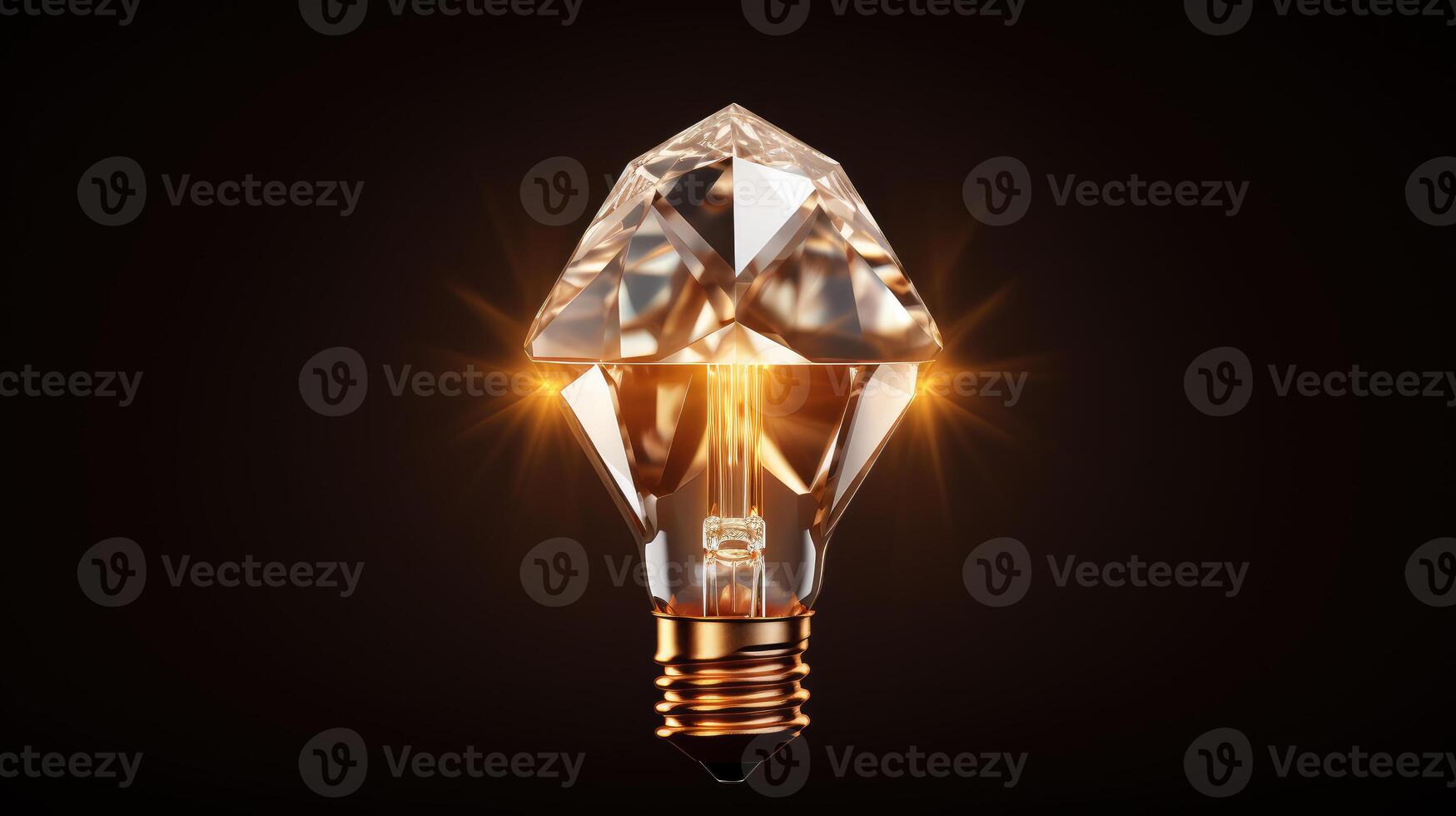 AI generated Shiny diamond lightbulb illuminates, symbolizing a brilliant idea concept with elegance. Ai Generated photo