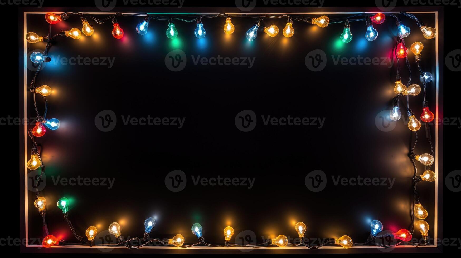 AI generated Multicolored LED bulbs shining against a sleek black backdrop. Ai Generated photo