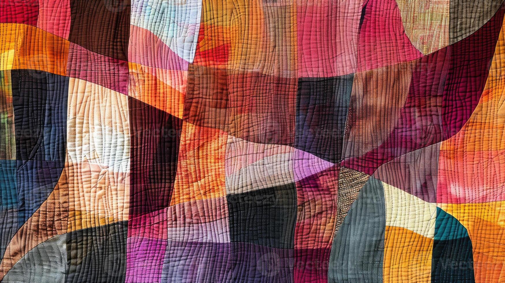 AI generated Contemporary quilted wall hanging featuring an abstract pattern. Ai Generated photo