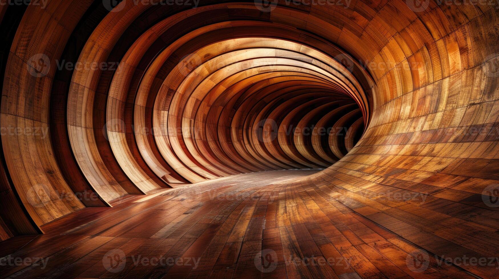 AI generated gracefully curved wooden backdrop. Ai Generated. photo