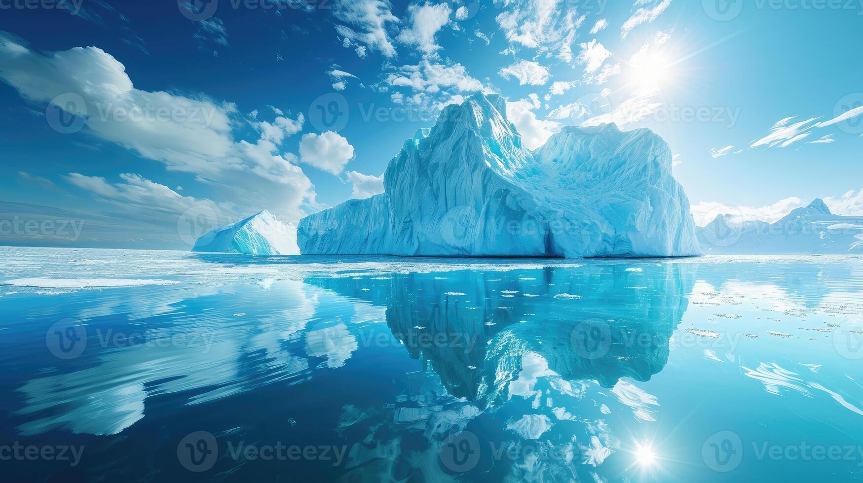 AI generated Arctic nature reveals an iceberg from a glacier, a frozen masterpiece in Greenland, Ai Generated. photo