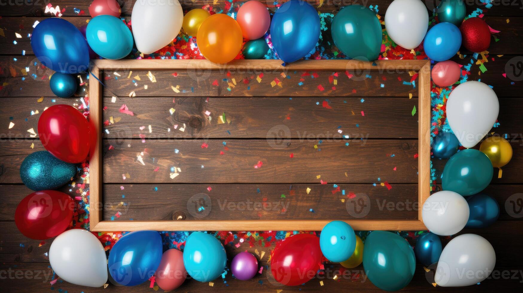 AI generated Vibrant frame bursting with colorful balloons, perfect for carnival or party vibes. Ai Generated photo