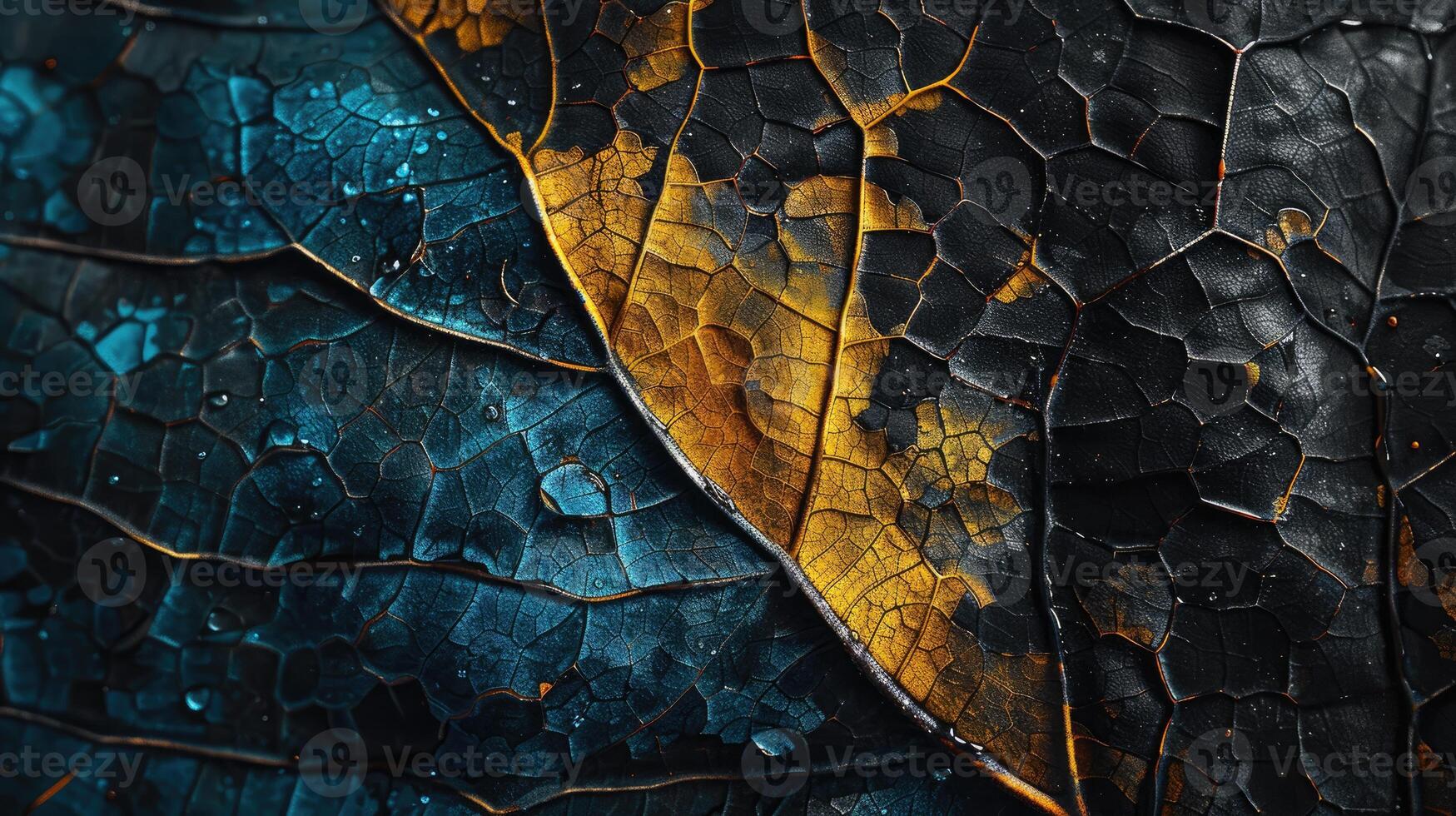 AI generated Close-up of an autumn leaf's intricate texture, showcasing vibrant hues. Ai Generated photo