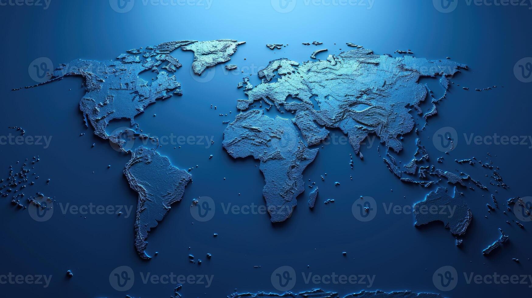 AI generated World map displayed on a serene blue background, symbolizing the essence of geography and exploration, Ai Generated. photo