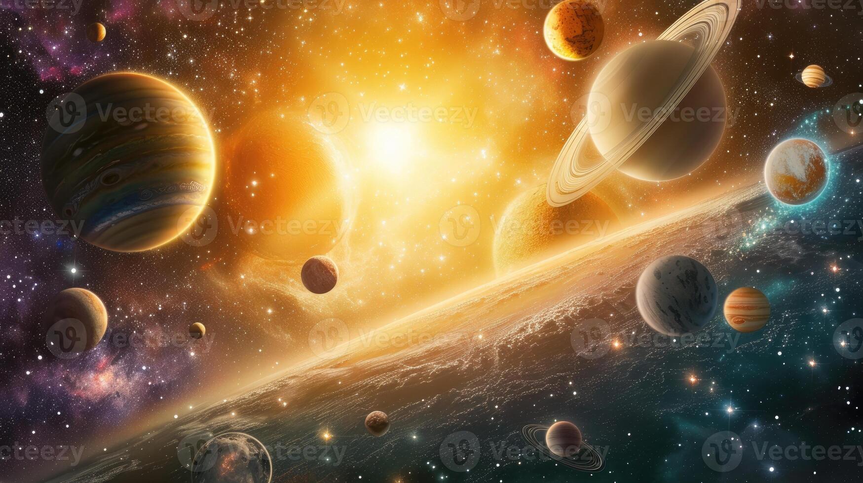 AI generated Behold the majestic panorama of the solar system from the outer rim. Ai Generated photo