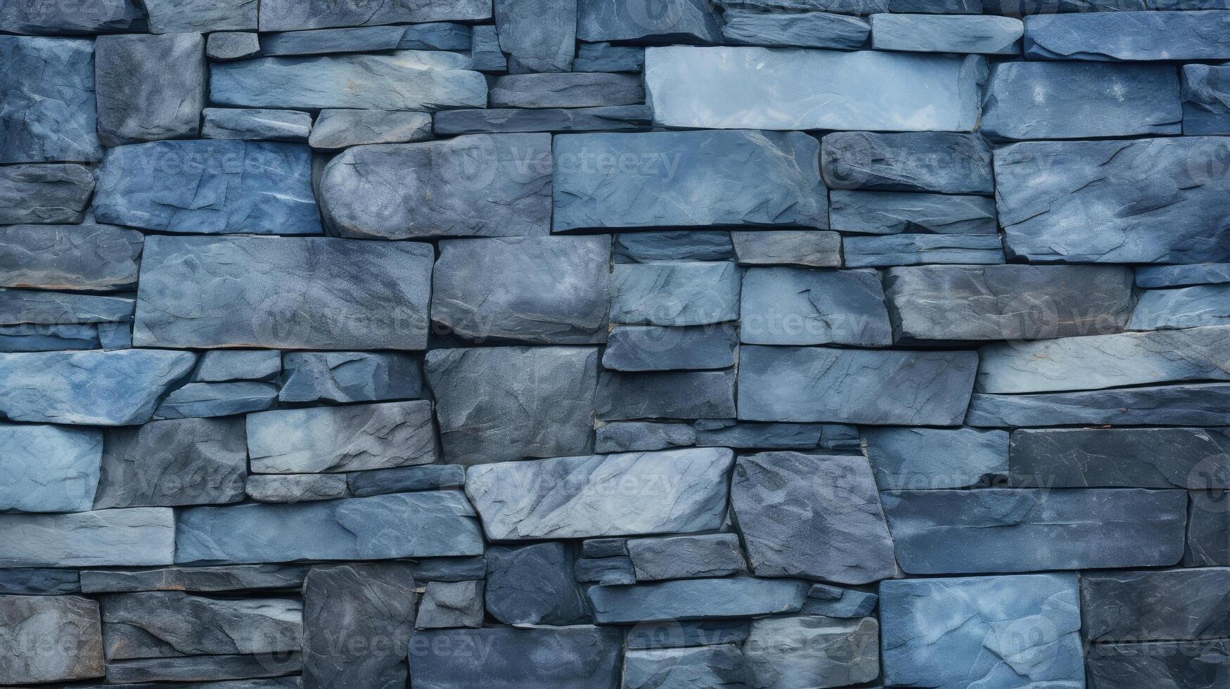 AI generated Close-up of a textured blue stone wall, showcasing the rugged beauty and architectural detail. Ai Generated. photo