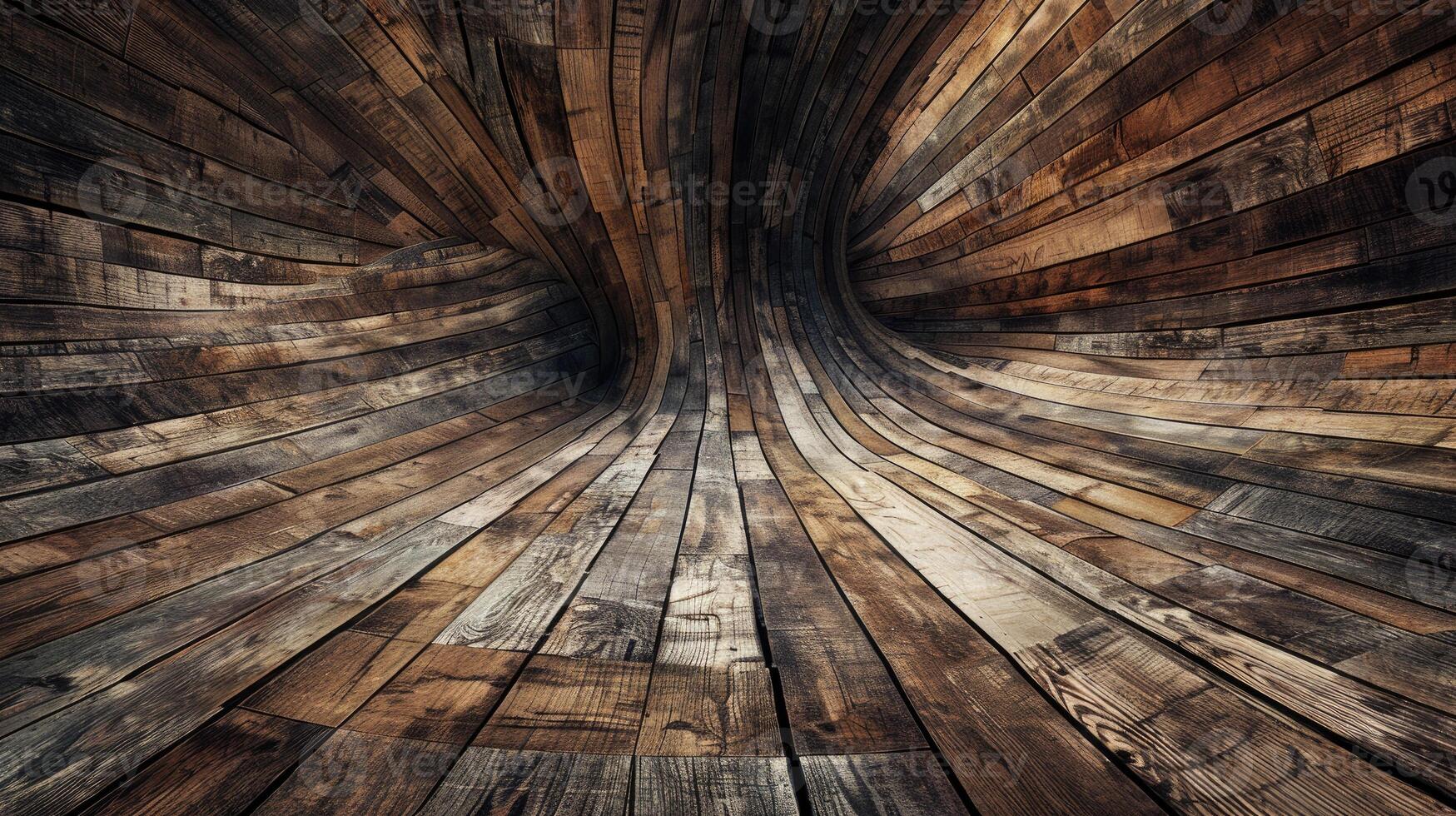 AI generated gracefully curved wooden backdrop. Ai Generated. photo