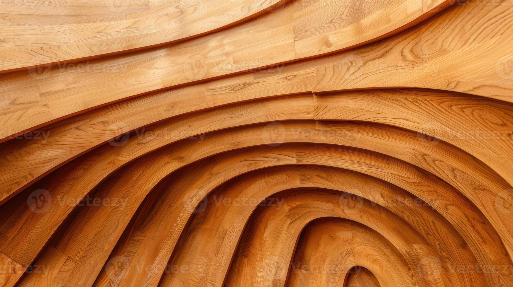 AI generated gracefully curved wooden backdrop. Ai Generated. photo