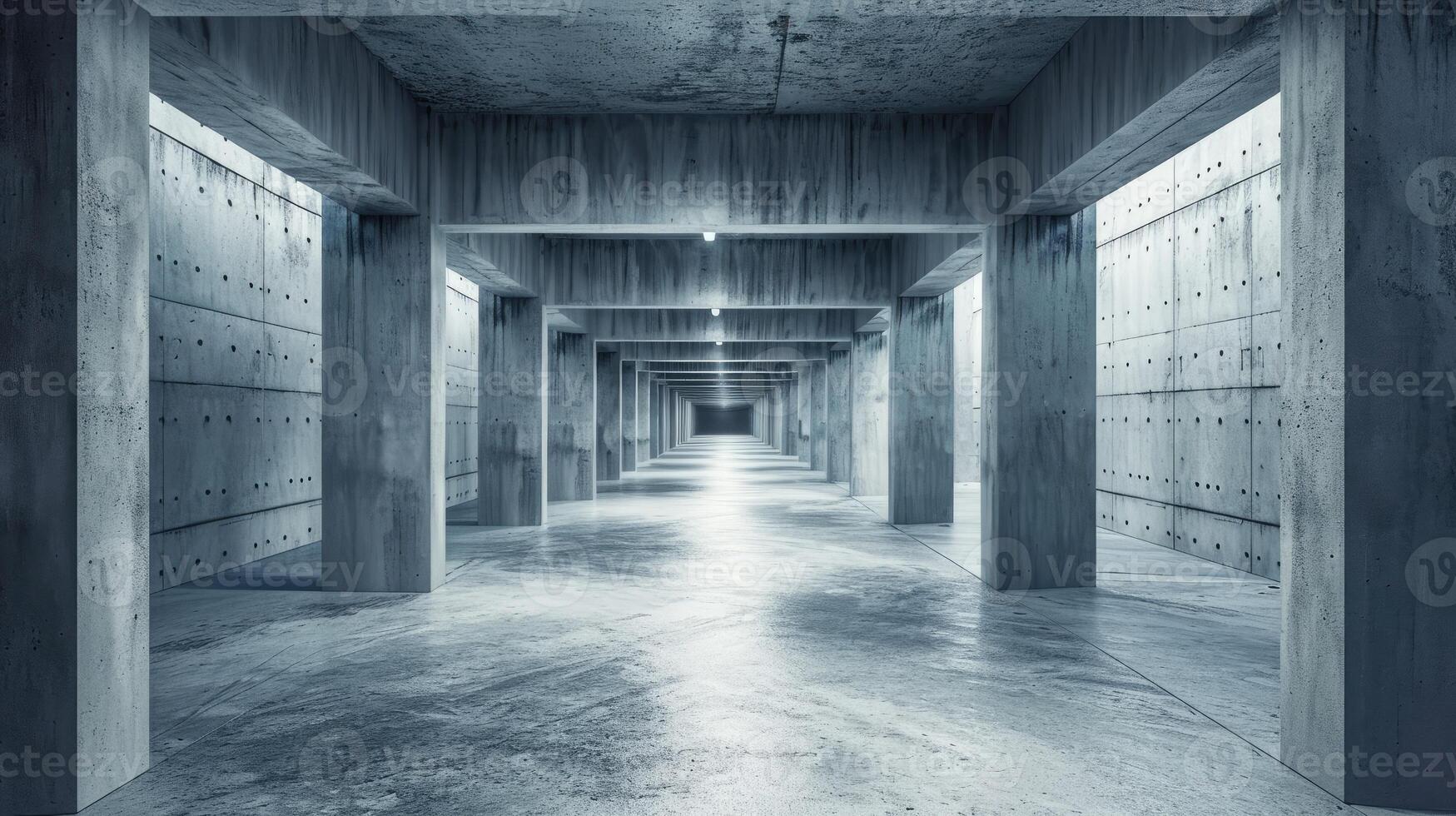 AI generated Concrete corridor of a structured building. Urban ambiance, Ai Generated. photo