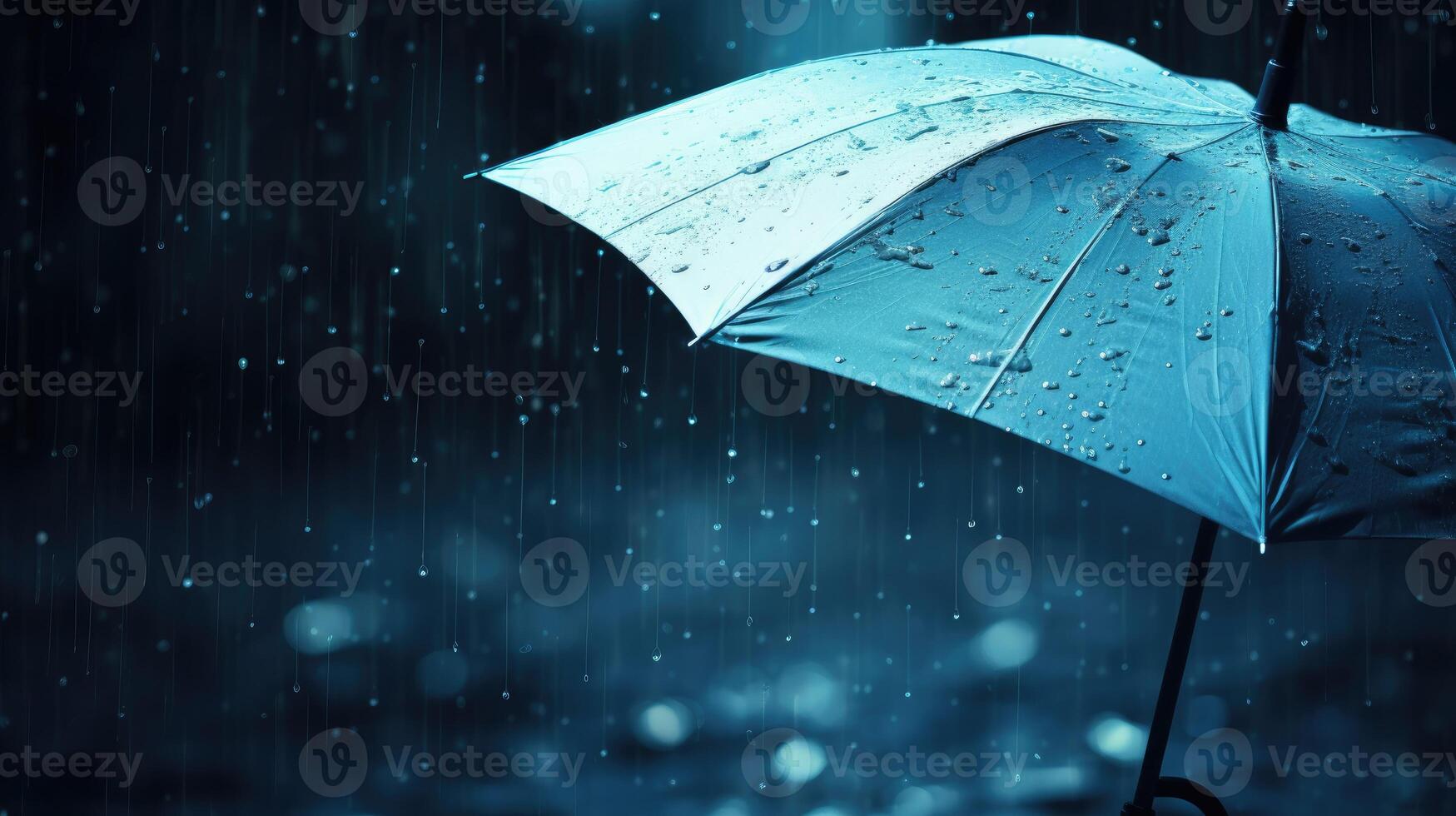 AI generated Raindrops create a lively dance as they splash upon the umbrella, a symphony of nature, Ai Generated. photo