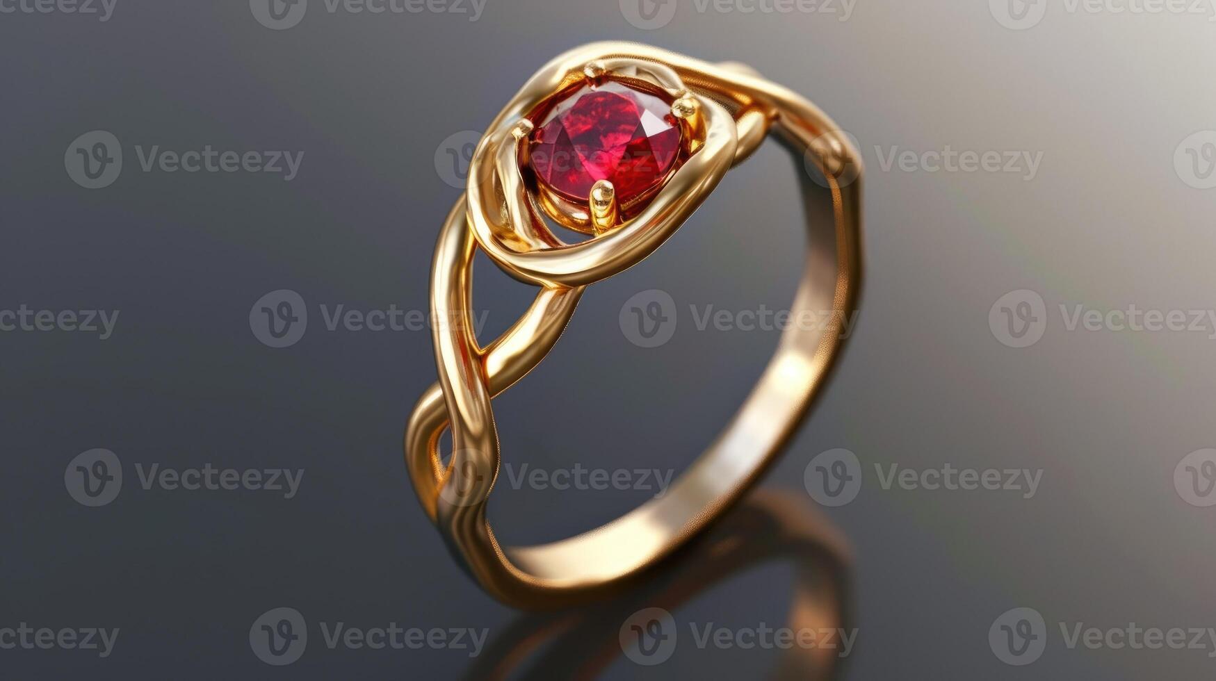 AI generated A ruby gold ring, a symphony of elegance and opulence, graced with the rich glow of precious metal and vibrant gem, Ai Generated. photo