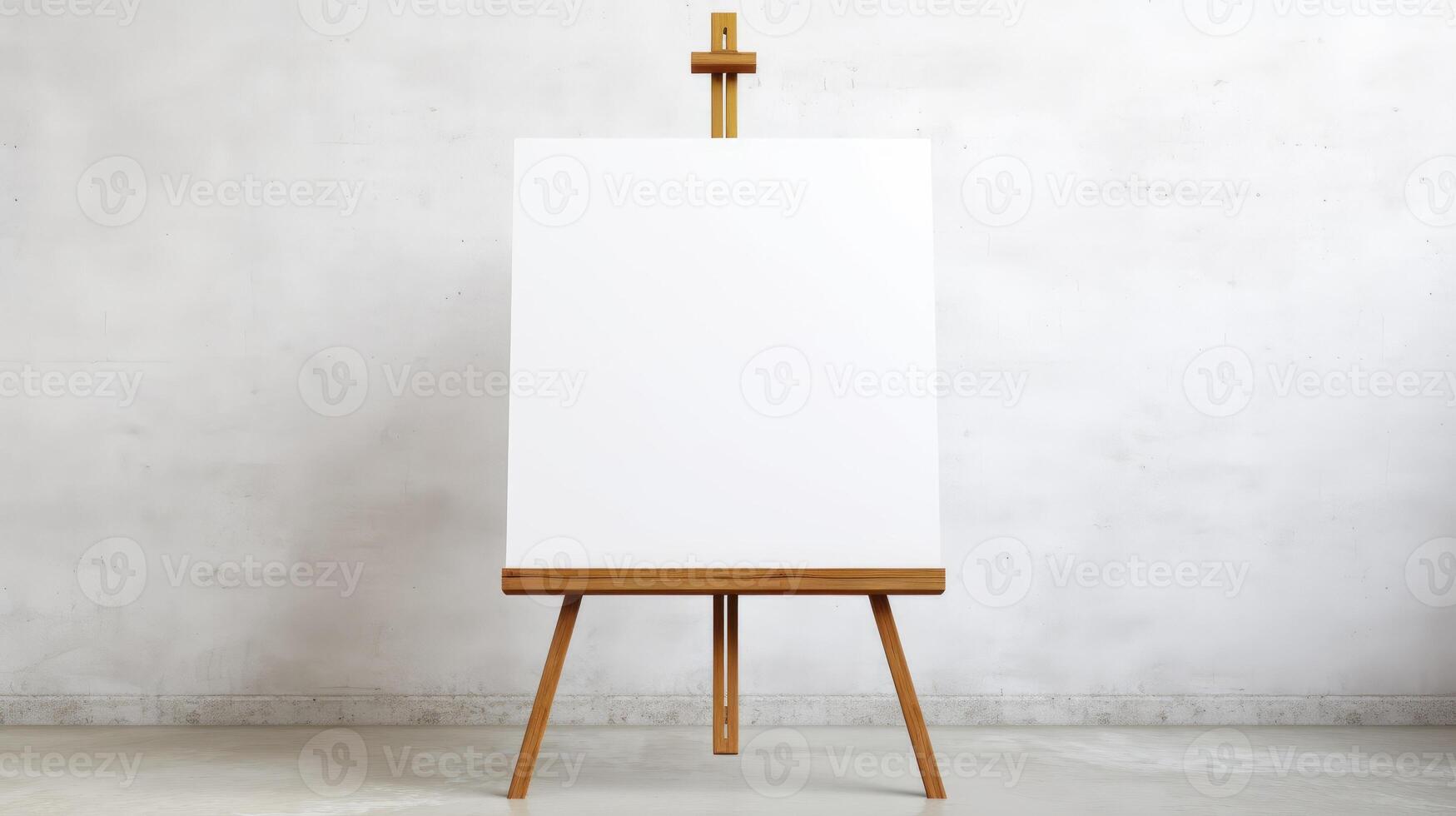 AI generated An inviting blank canvas on a wooden easel sparks creativity, ready for artistic inspiration. Ai Generated photo