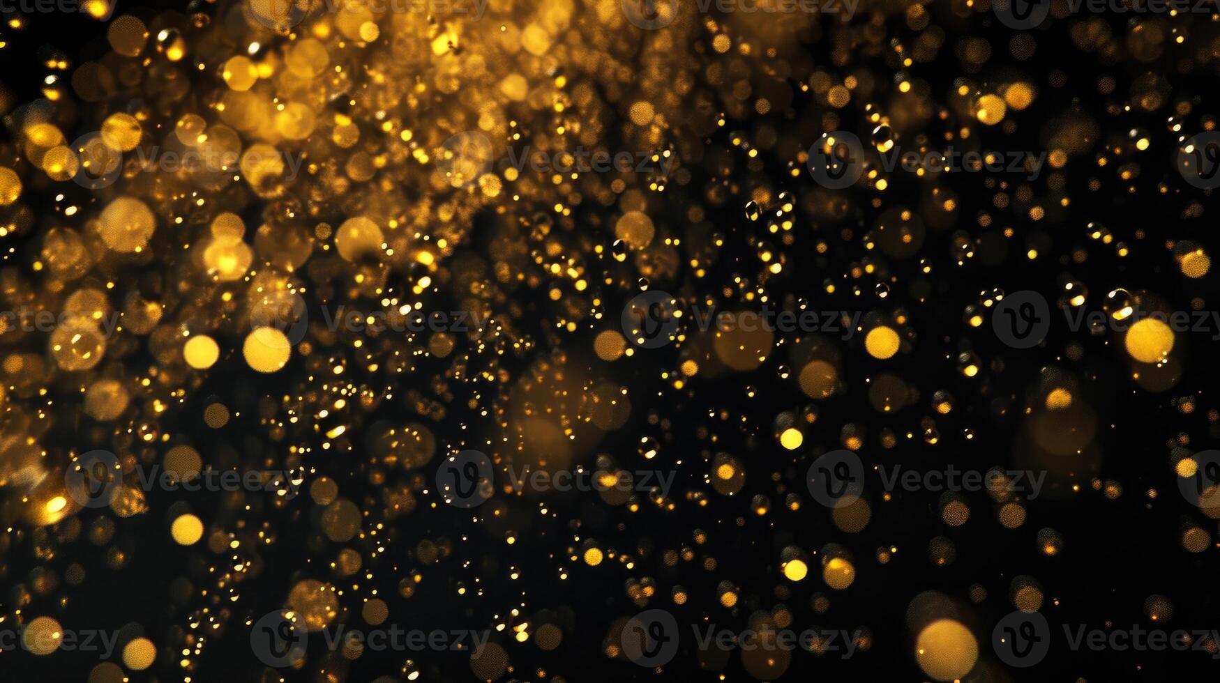 AI generated Luxurious golden confetti cascades elegantly against a sleek black background. Ai Generated. photo