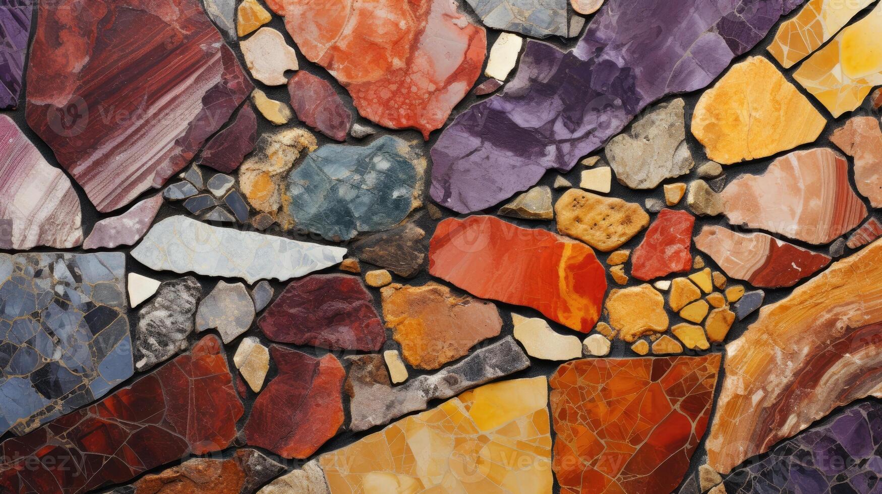 AI generated Dive into a vivid array of mineral and stone textures. Richly abstract. Ai Generated. photo