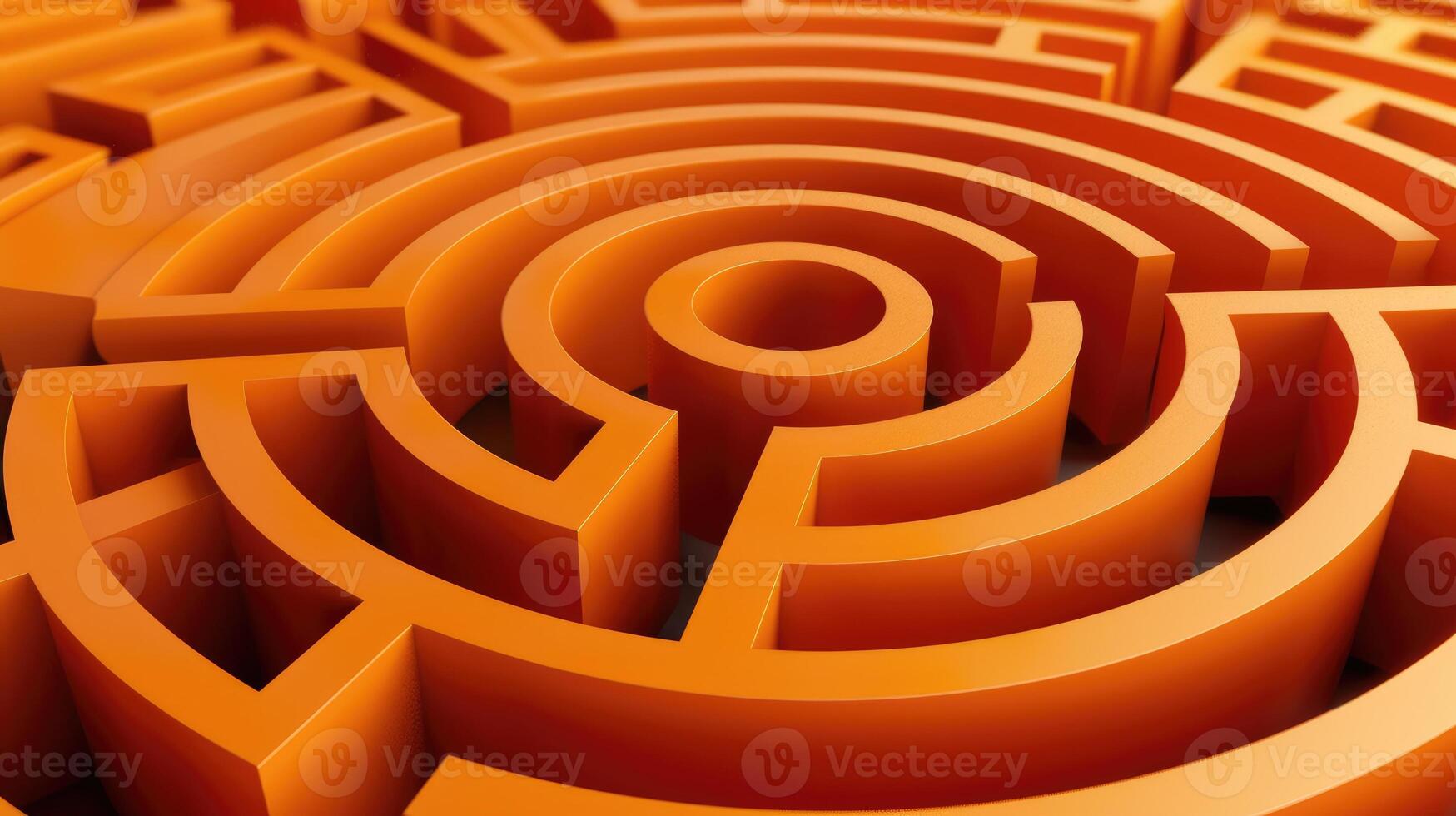 AI generated Navigate through an intriguing orange maze leading to a circular center, Ai Generated. photo