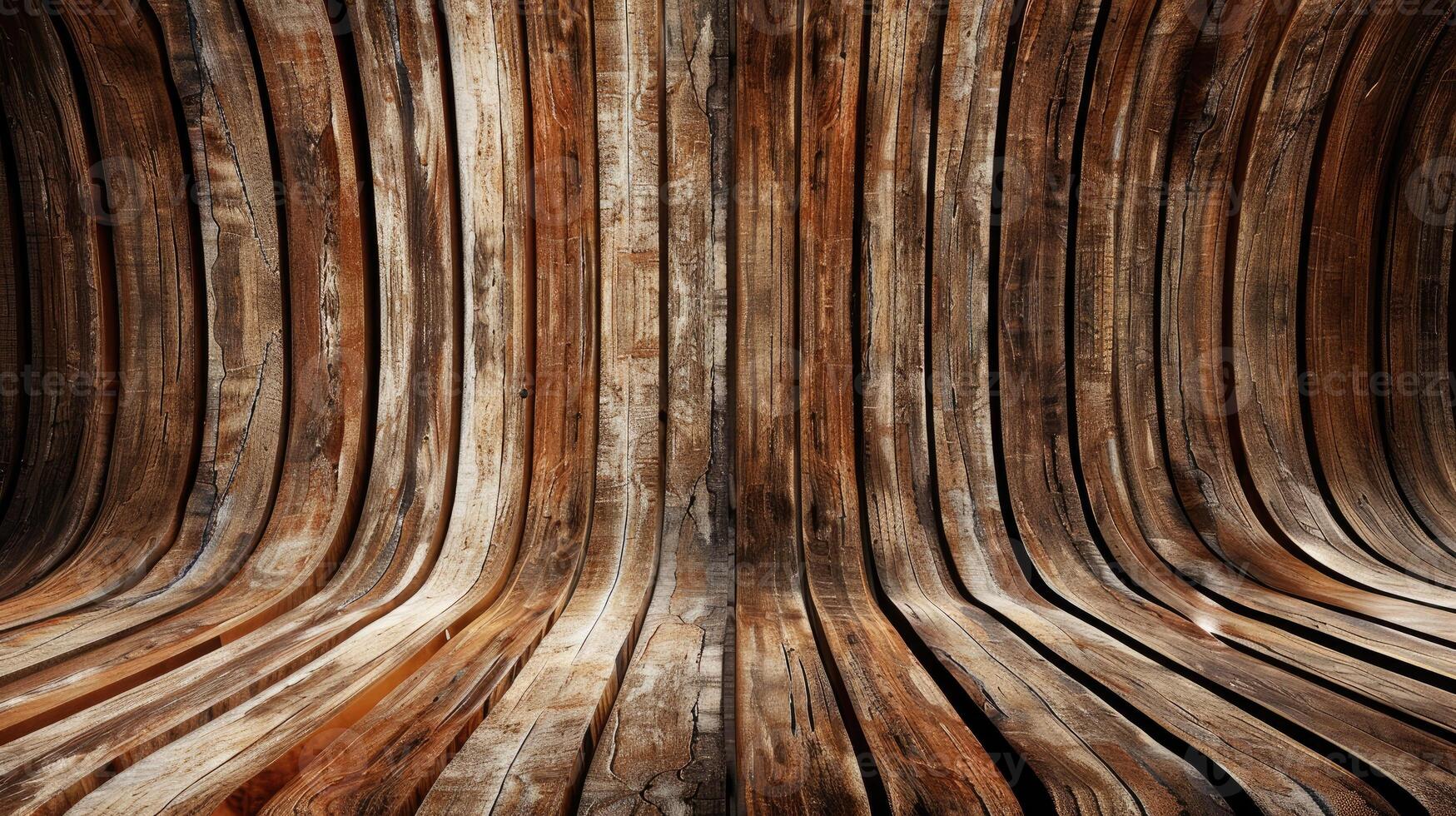 AI generated gracefully curved wooden backdrop. Ai Generated. photo