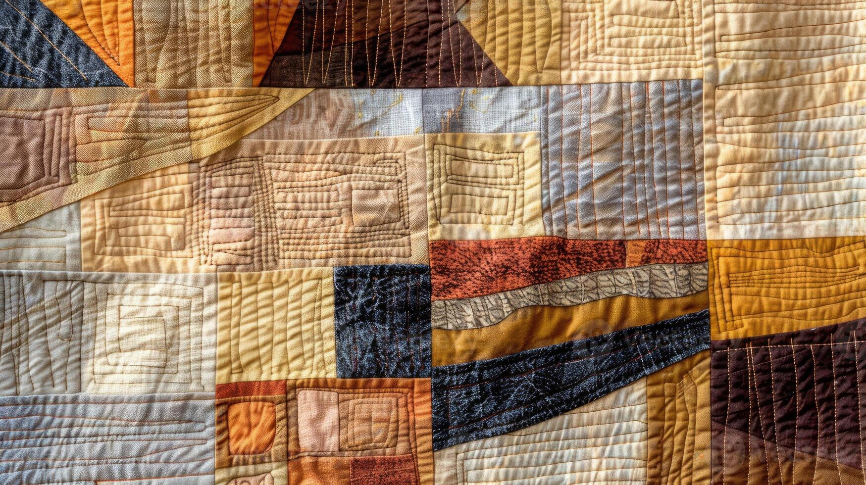 AI generated Contemporary quilted wall hanging featuring an abstract pattern. Ai Generated photo