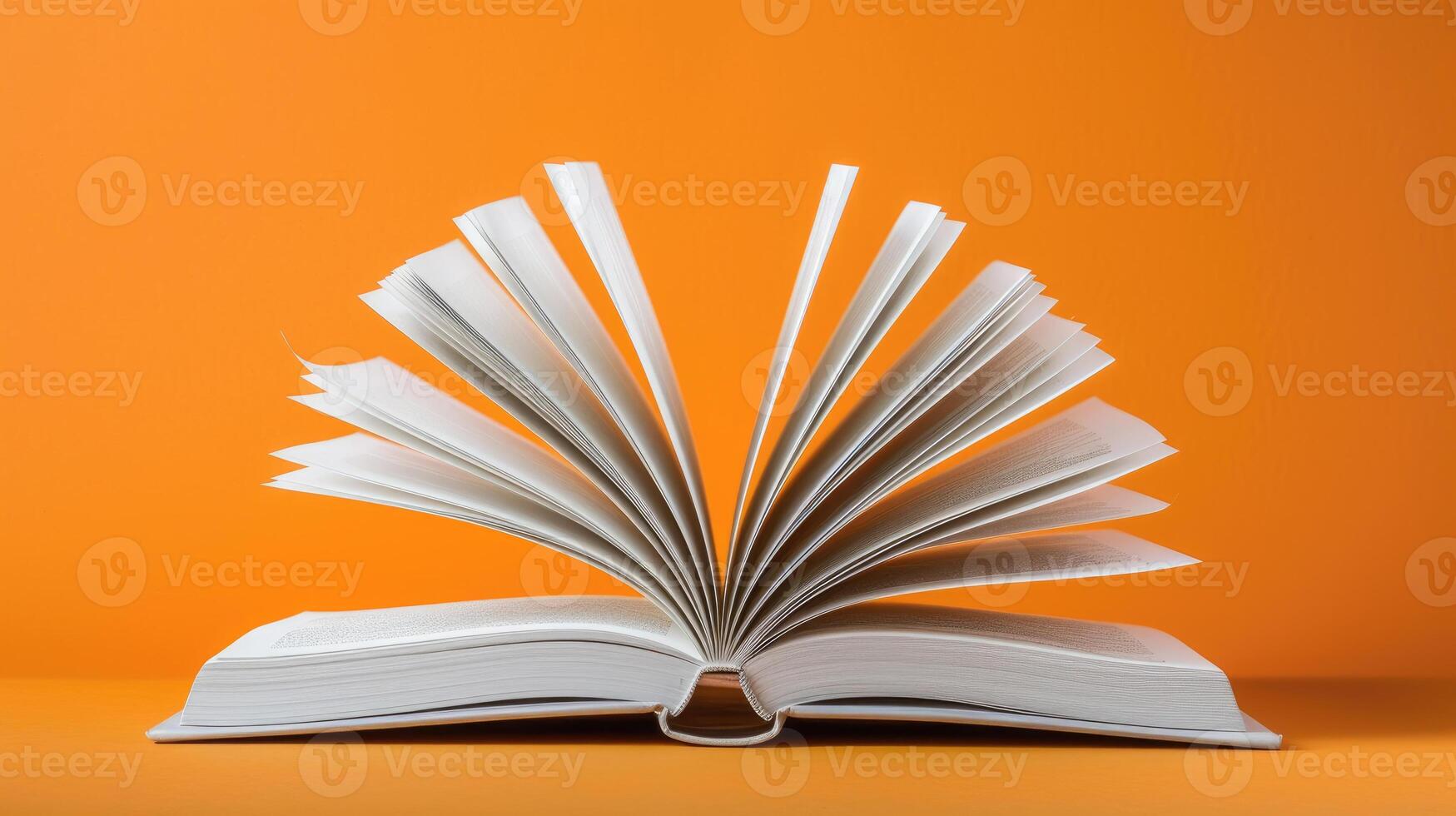 AI generated White cover, orange pages, an open book inviting exploration. Ai Generated photo