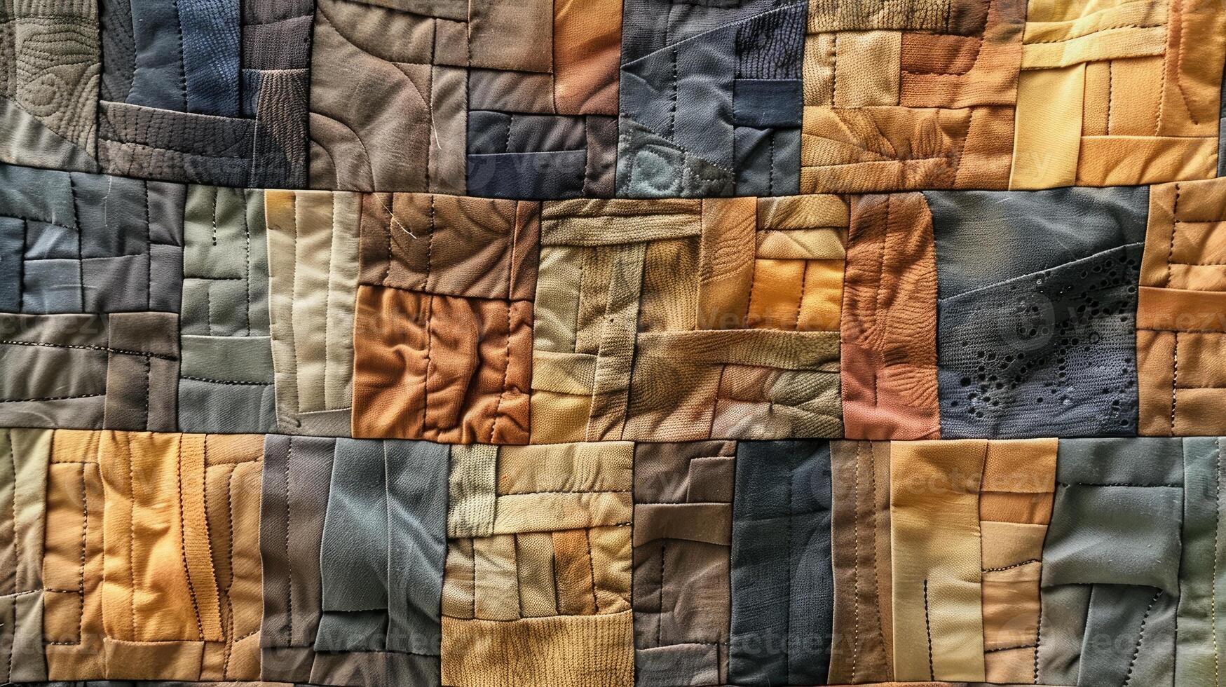 AI generated Contemporary quilted wall hanging featuring an abstract pattern. Ai Generated photo