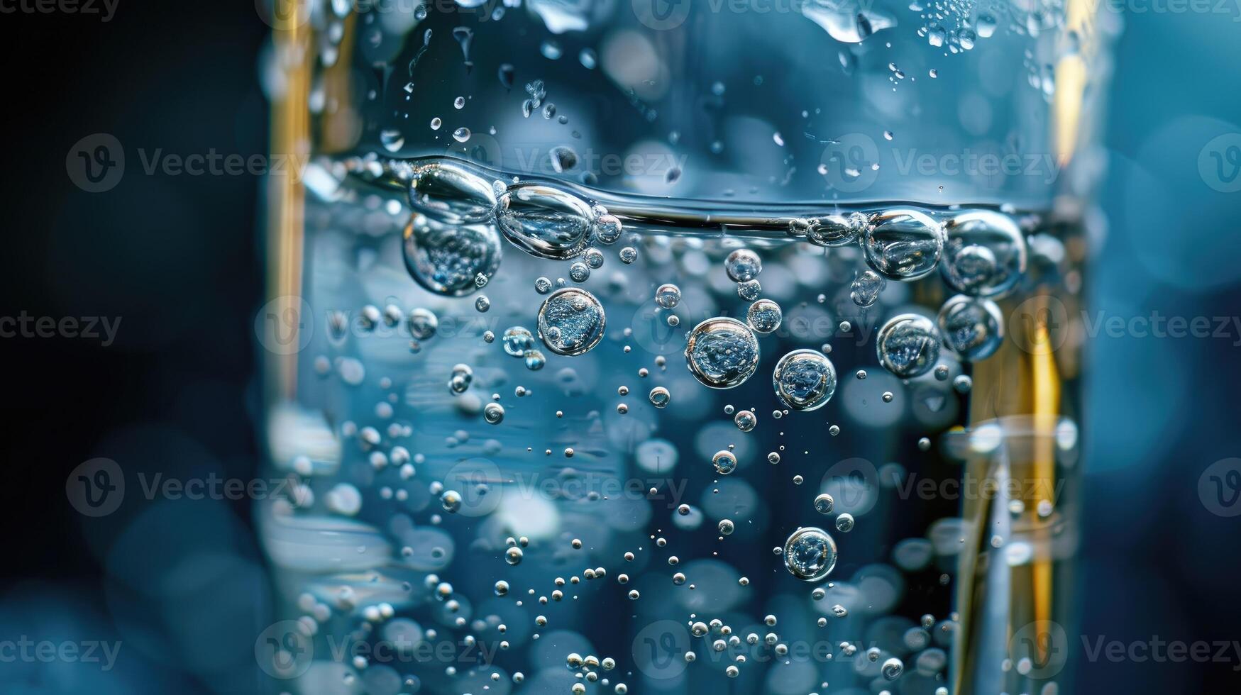 AI generated Glass brims with liquid and swirling bubbles, Ai Generated. photo