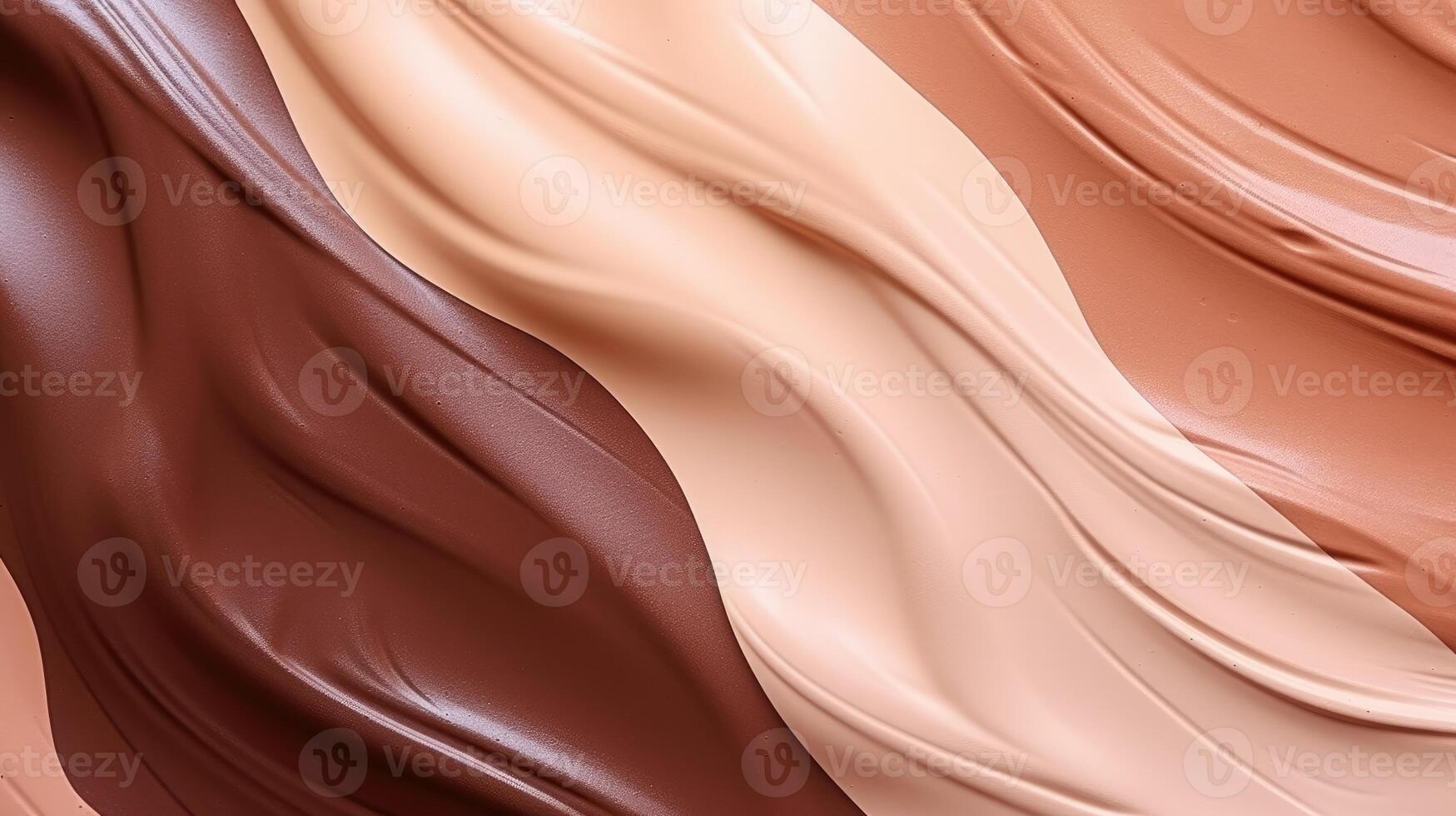 AI generated Cosmetic smears of creamy dark skin texture on a beige background, creating a rich aesthetic. Ai Generated. photo