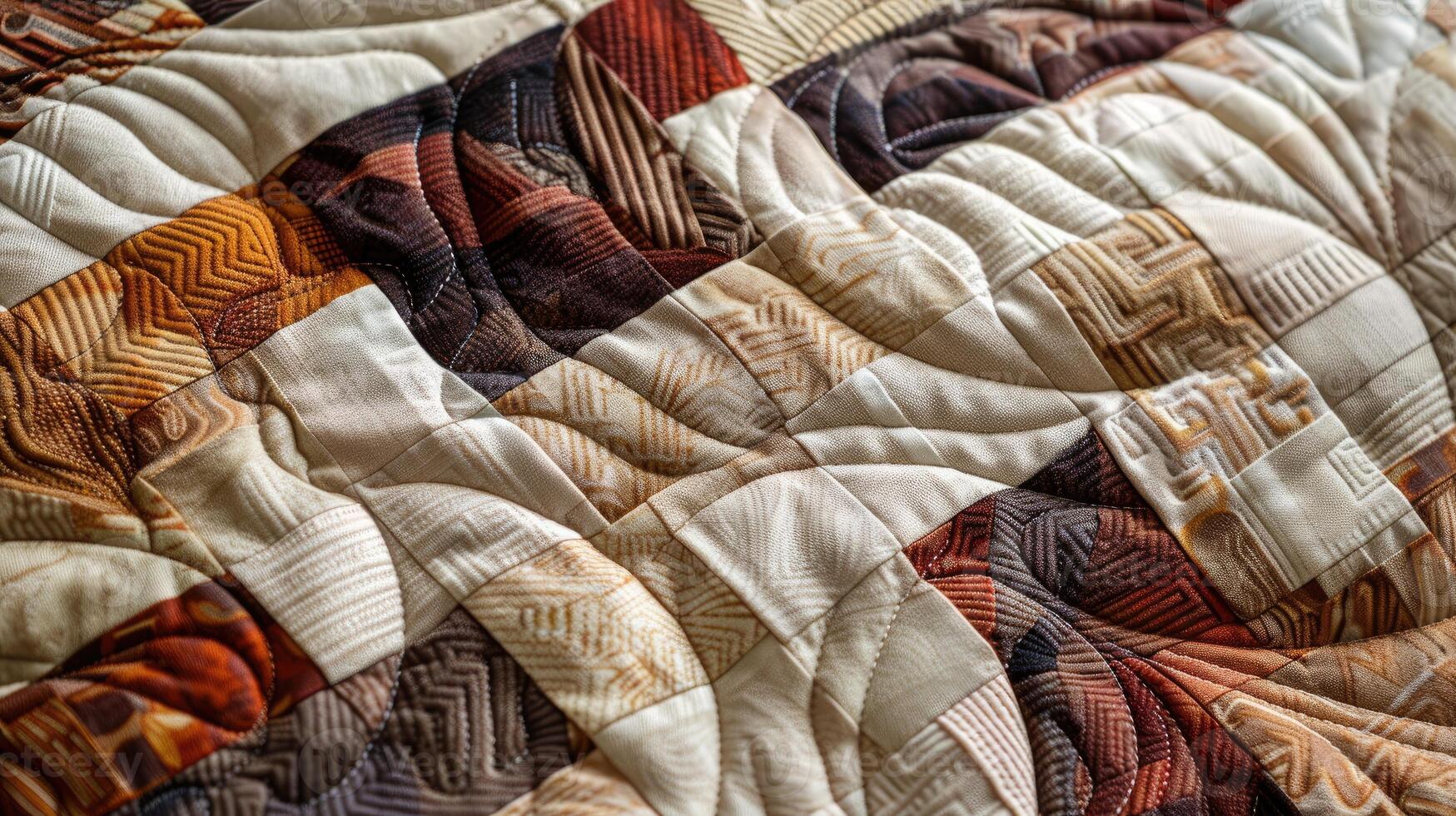 AI generated Contemporary quilted wall hanging featuring an abstract pattern. Ai Generated photo