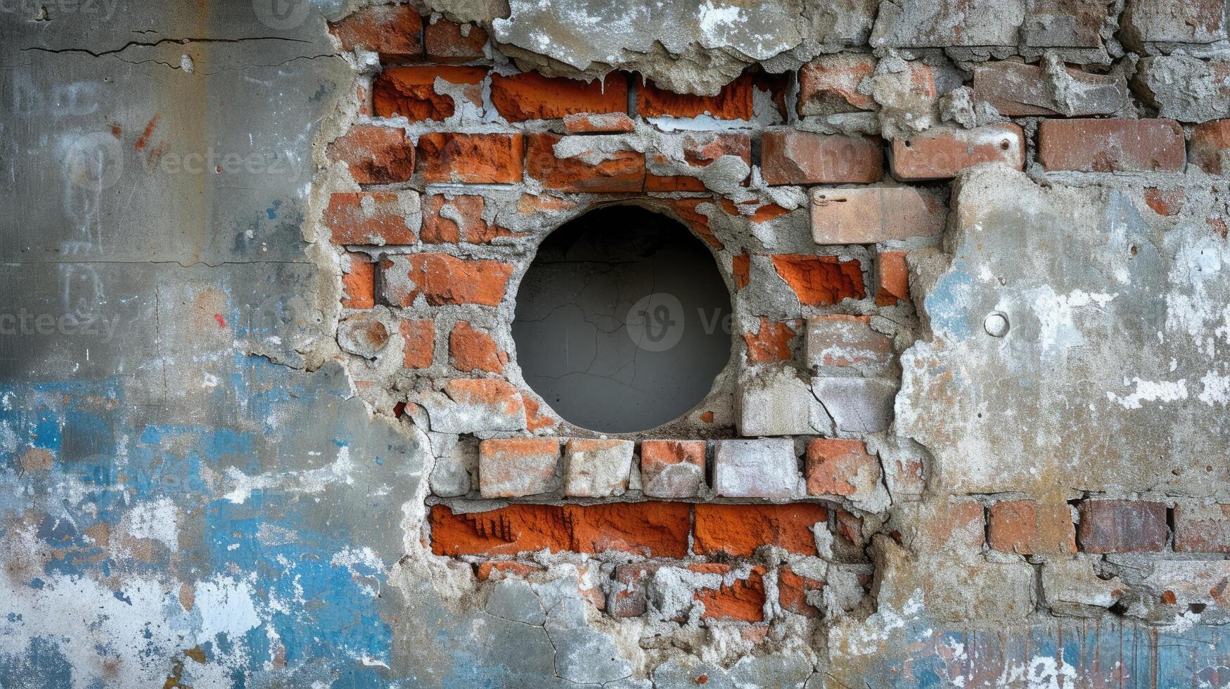 AI generated Intriguing scene of a wall with a unique hole, offering a glimpse into the unknown, Ai Generated. photo