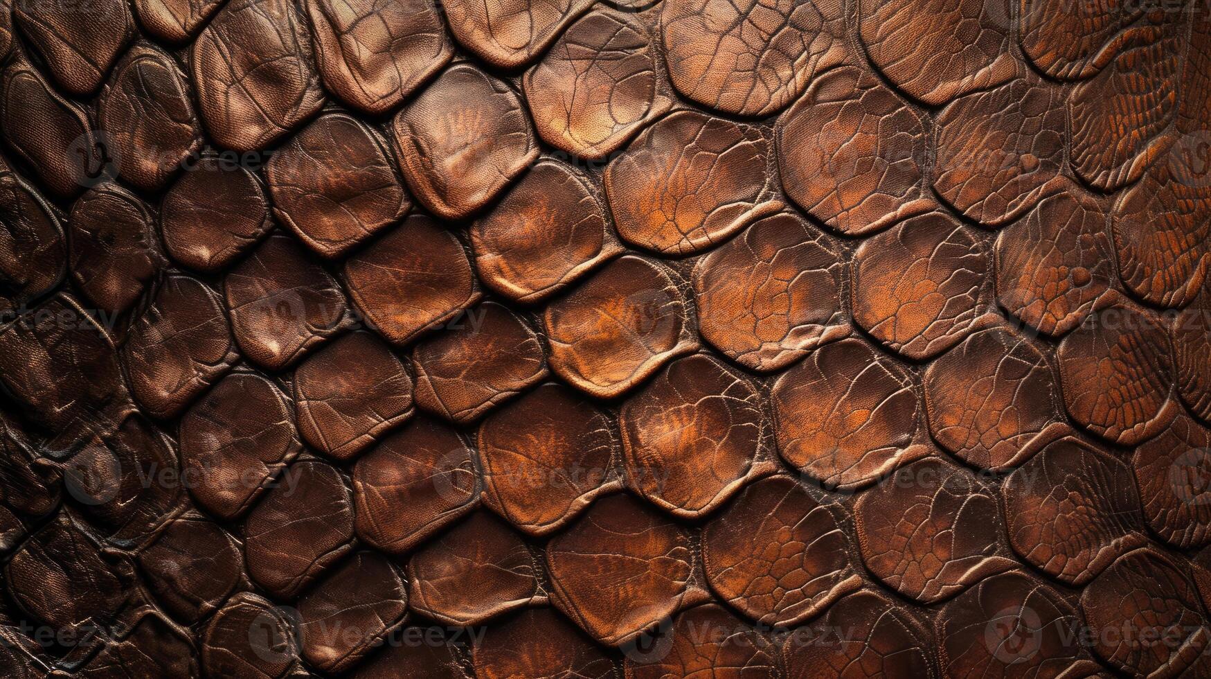 AI generated Earthy brown leather textured with the exotic charm of reptilian patterns, Ai Generated. photo