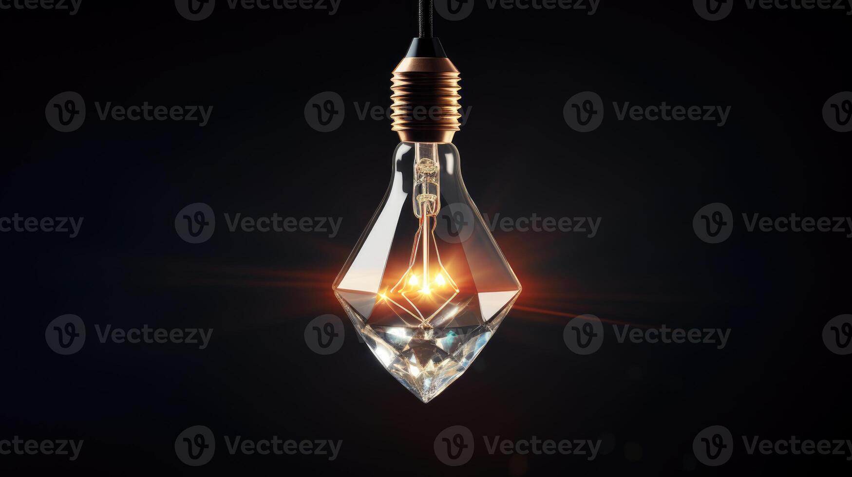 AI generated Shiny diamond lightbulb illuminates, symbolizing a brilliant idea concept with elegance. Ai Generated photo