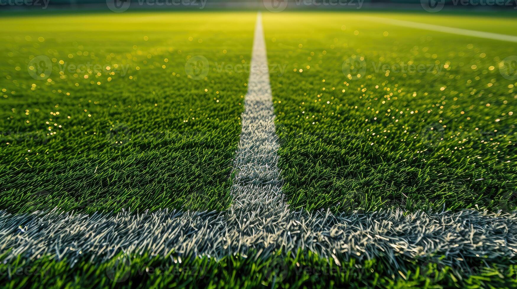 AI generated Soccer field in football stadium features precise grass patterns, enhancing the athletic ambiance. Ai Generated. photo