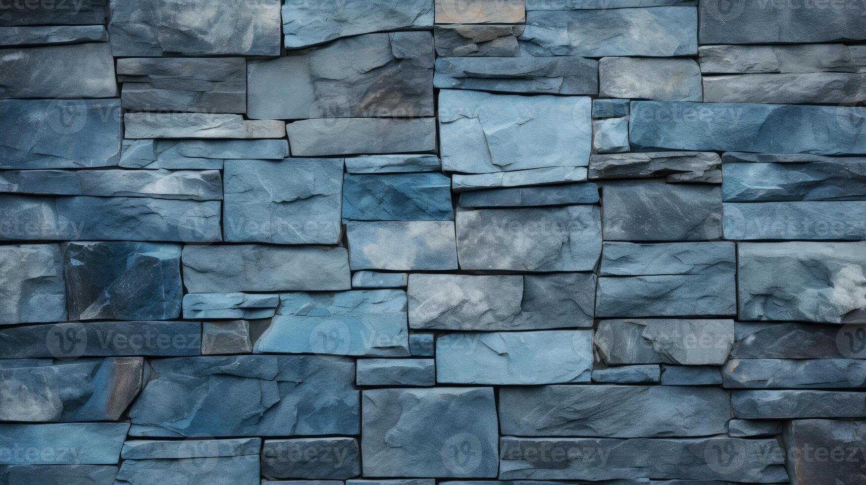 AI generated Close-up of a textured blue stone wall, showcasing the rugged beauty and architectural detail. Ai Generated. photo