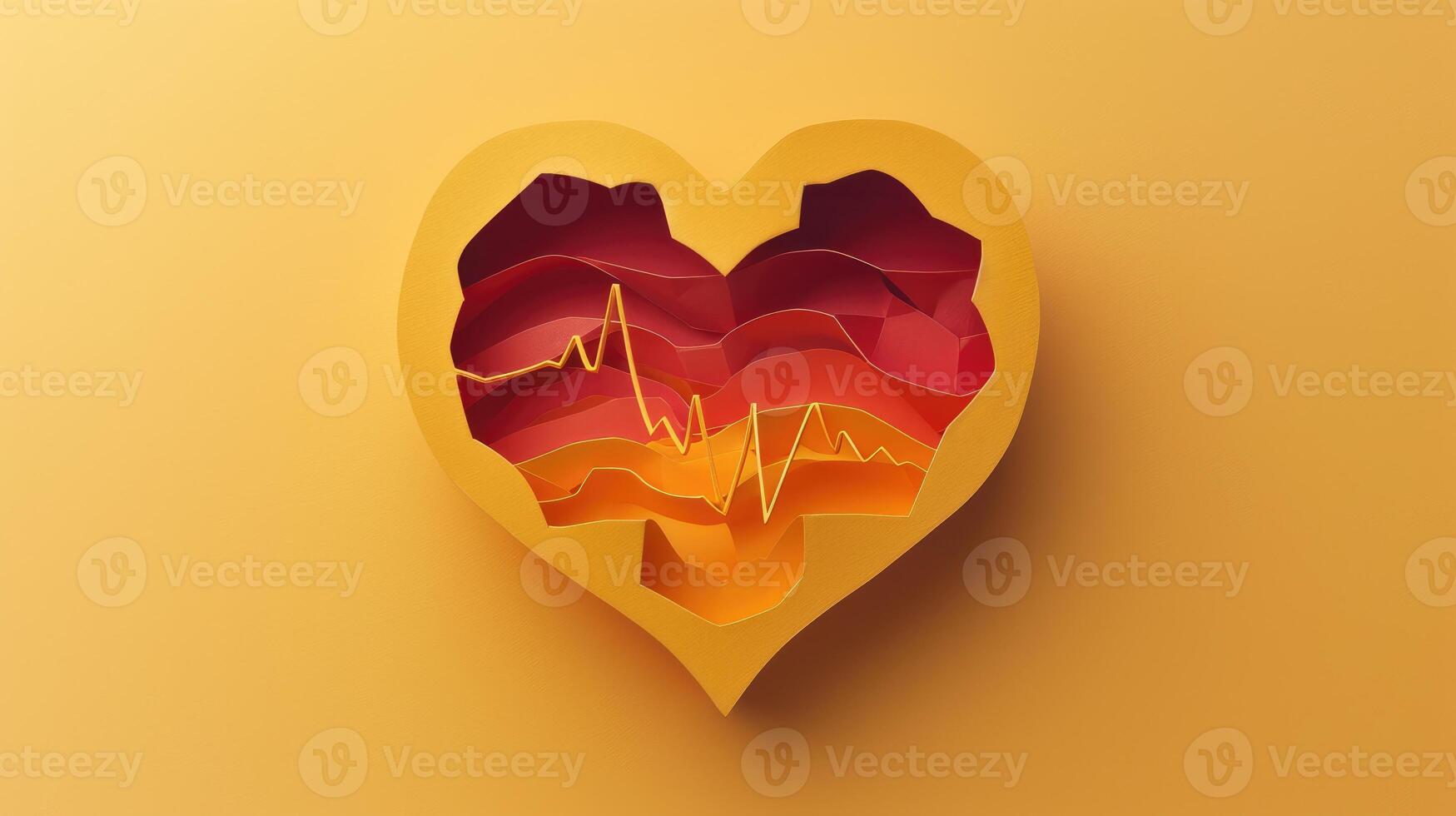 AI generated A paper craft delicately shapes a heartbeat symbol, Ai Generated. photo