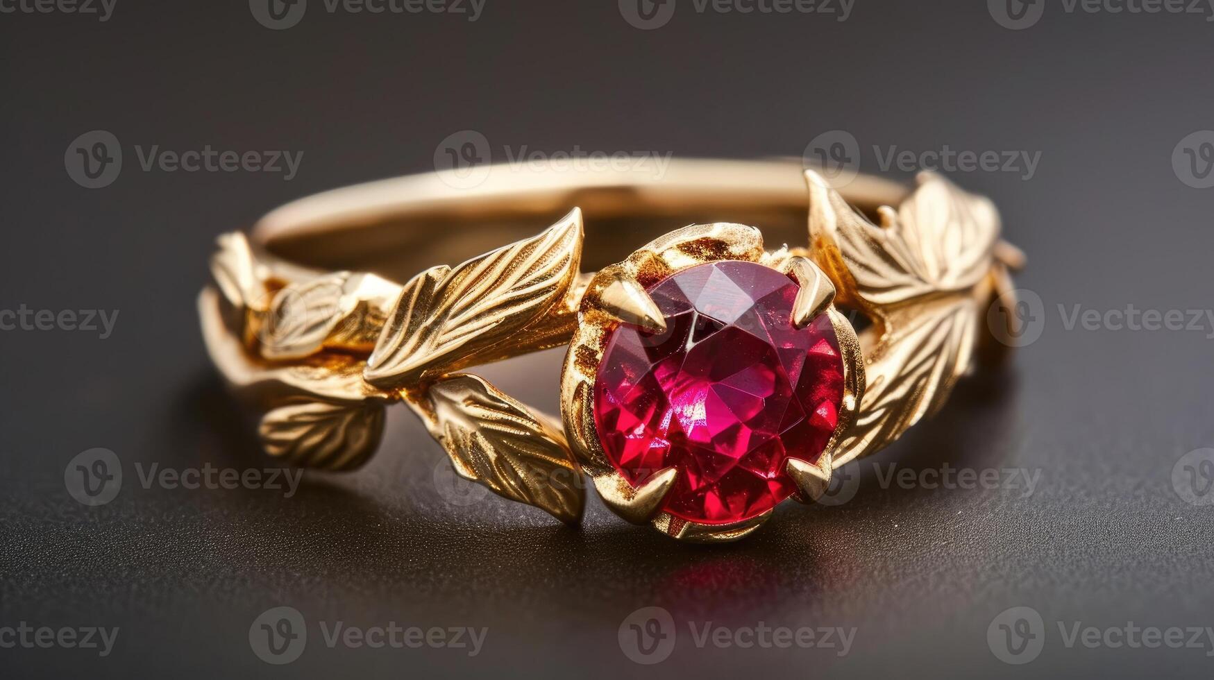 AI generated A ruby gold ring, a symphony of elegance and opulence, graced with the rich glow of precious metal and vibrant gem, Ai Generated. photo