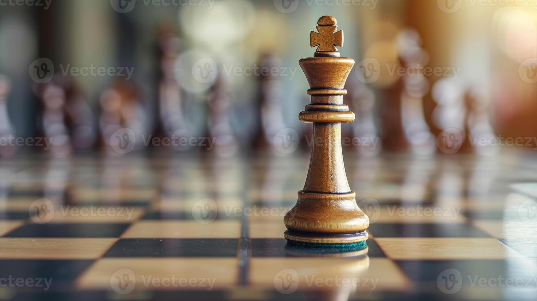 AI generated Chess piece strategically positioned on the board, with the king prominently displayed. Ai Generated. photo