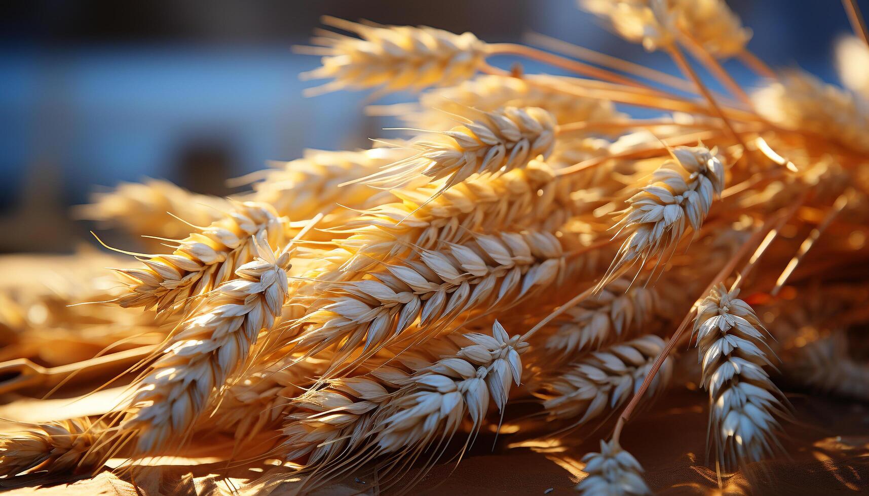 AI generated Healthy eating fresh, organic wholegrain bread harvested in autumn generated by AI photo