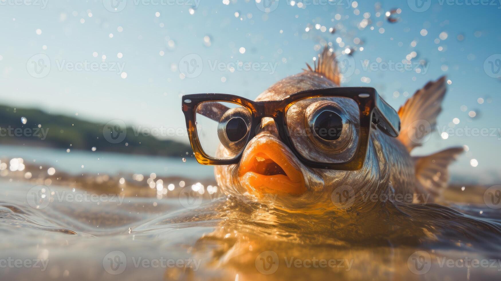 AI generated Experience the intensity of an fish leaping onto the beach in a stunning close-up photo, Ai Generated. photo