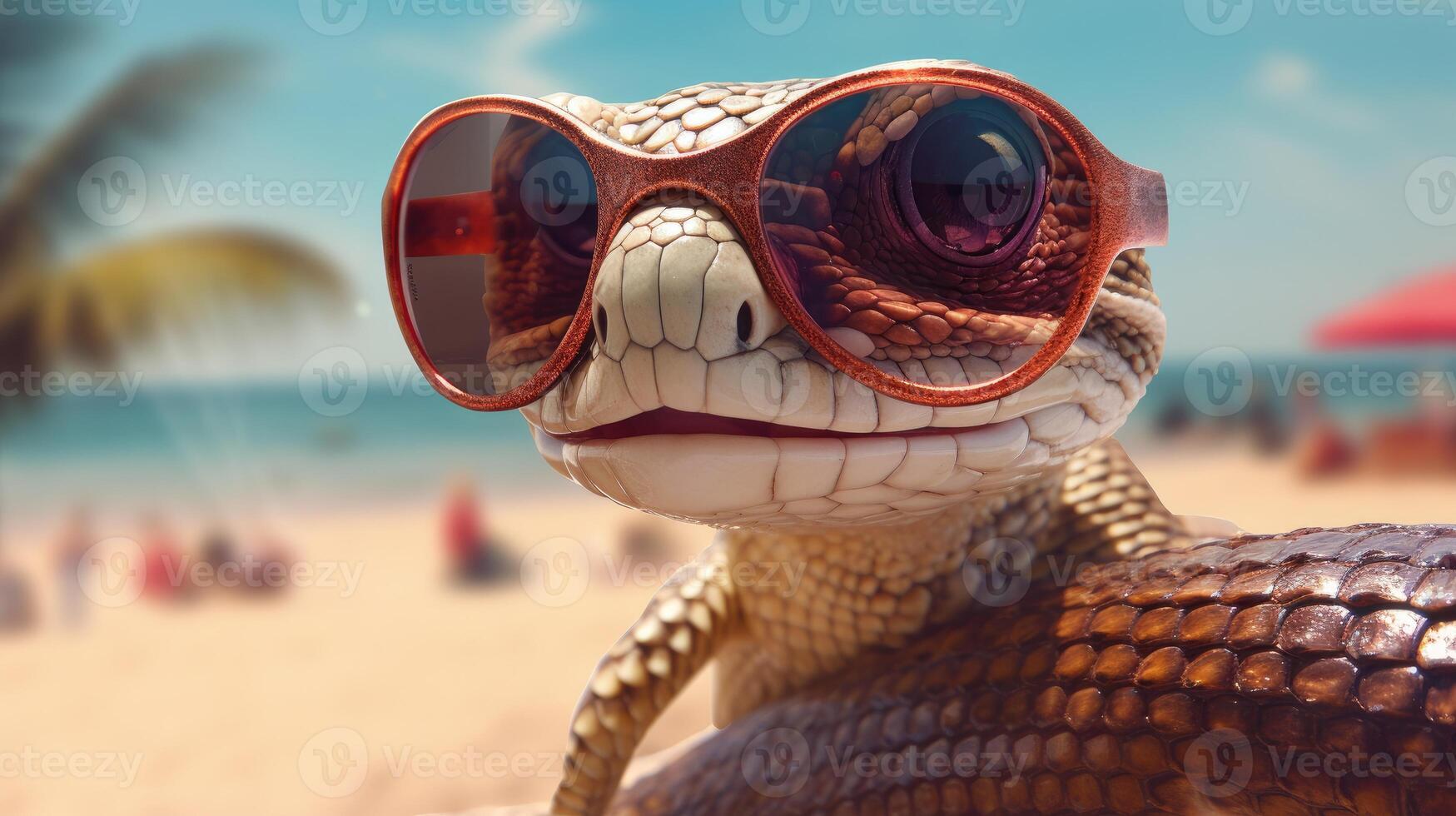 AI generated Experience the intensity of an snake leaping onto the beach in a stunning close-up photo, Ai Generated. photo