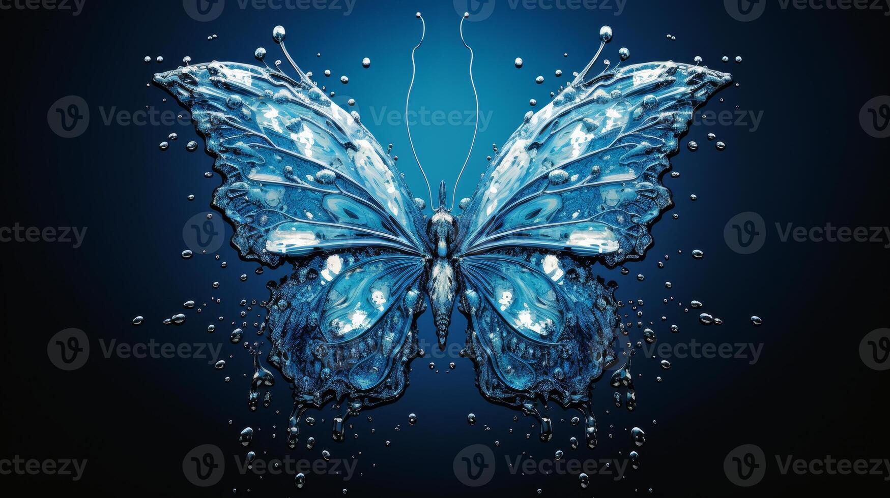 AI generated Abstract butterfly crafted from water drops, a shimmering artwork of ephemeral beauty, Ai Generated. photo