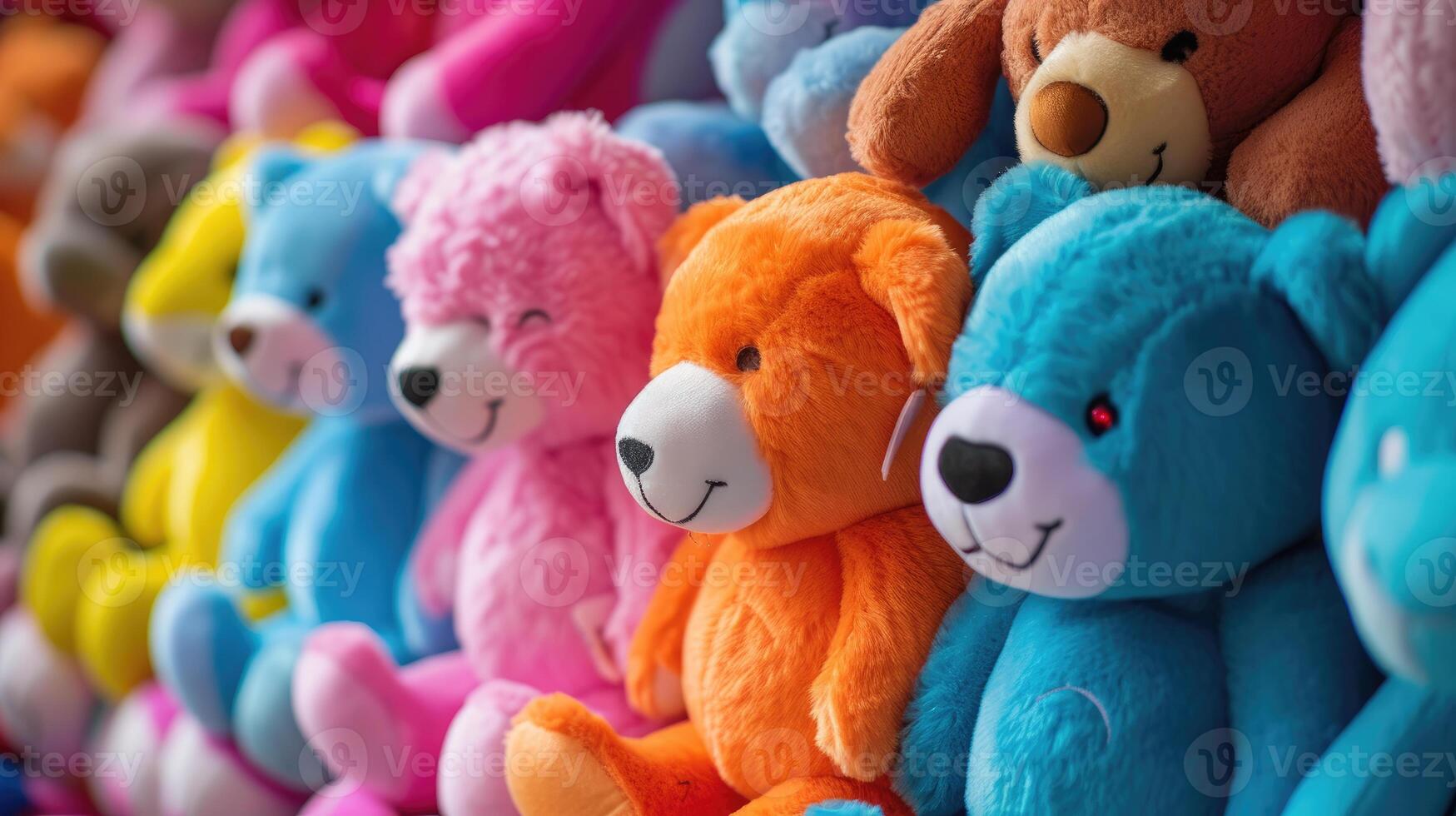AI generated Vibrant array of plush toys offers a colorful and cuddly playtime. Ai Generated photo