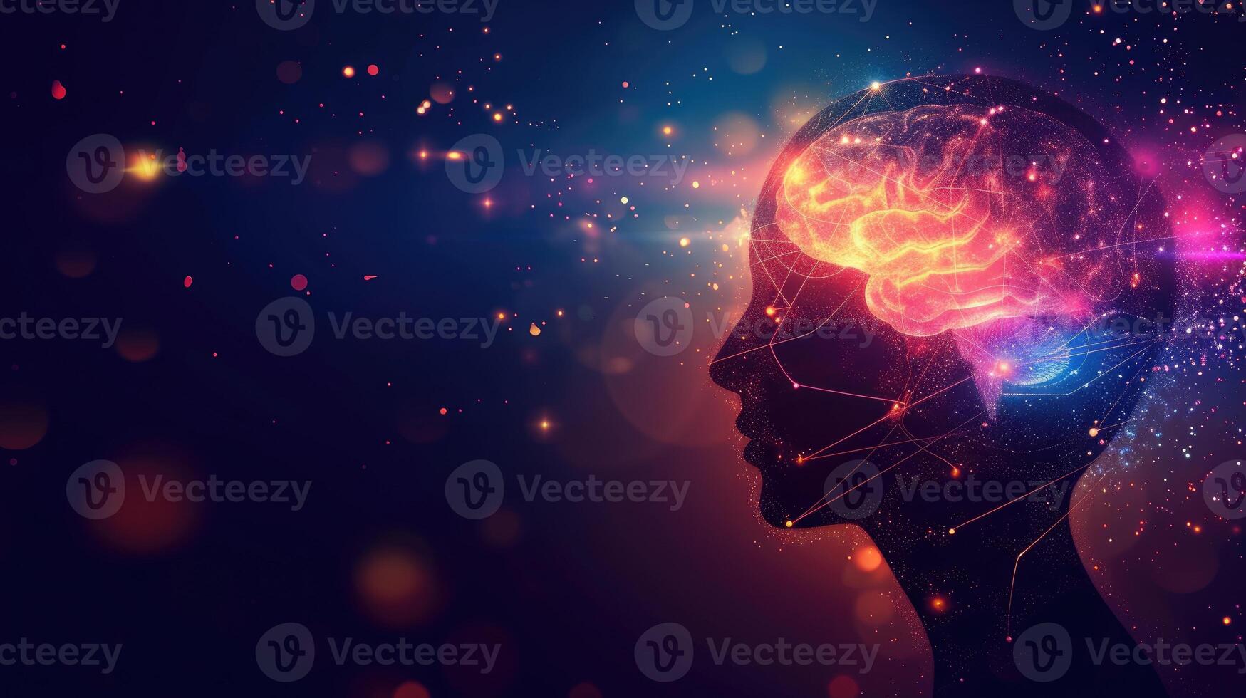 AI generated Illuminate the mind's pathways with a silhouette of glowing neural connections, Ai Generated. photo